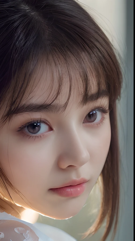 (daydream), 1girl, (upper body (close face)) picture, Kim Yoo-jung, (beauty goddess (Russian)), (insult strip colour hair), (8k HD extremely realistic detailed eye:1.5 (soft scene, very low lightning), detailed beautiful reflection pupil, masterpiece:1.3, ultra highres:1.2, dynamic lighting),