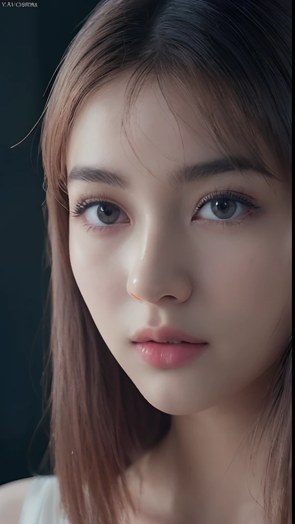 (daydream), 1girl, (upper body (close face)) picture, Kim Yoo-jung, (beauty goddess (Russian)), (insult strip colour hair), (8k HD extremely realistic detailed eye:1.5 (soft scene, very low lightning), detailed beautiful reflection pupil, masterpiece:1.3, ultra highres:1.2, dynamic lighting),