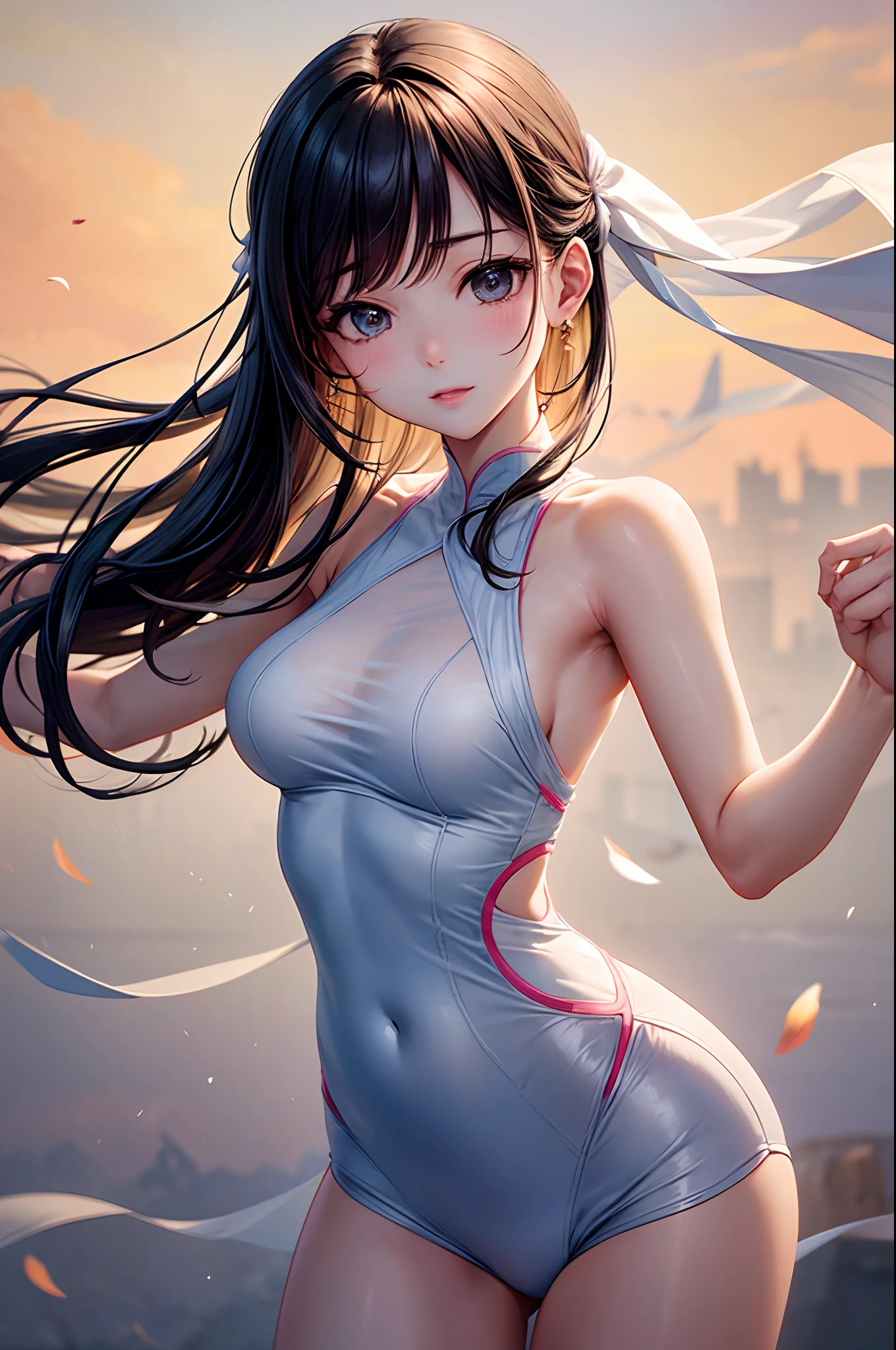 Gentle young lady while exercising,The body presents an elegant and soft beauty。Her movements are smooth and calm,Full of beautiful power。Her hands danced to her heart's content,The body dances to the music,It perfectly shows the rhythm and rhythm of the body。