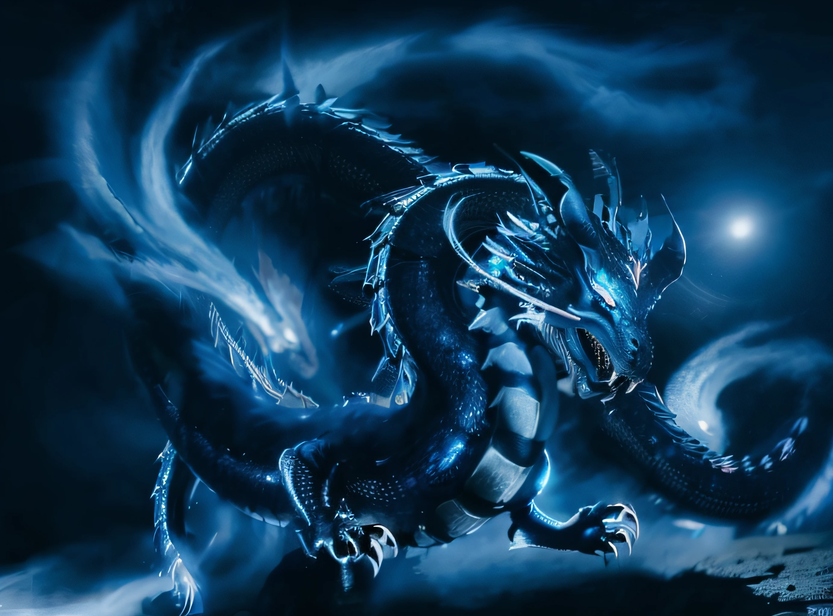 disco Rigido, 4k, Ultra realista, Runic Giant Blue Dragon.