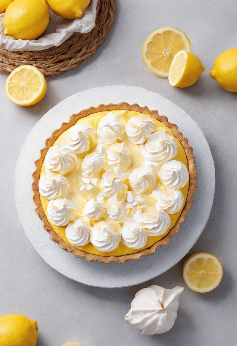 Lemon meringue pie,cinematic ligh,professional photoshooting,studio lit,studio context,advertisement photography,Complicated details,hyper-detailing,Ultra photo realsisim,8K UHD