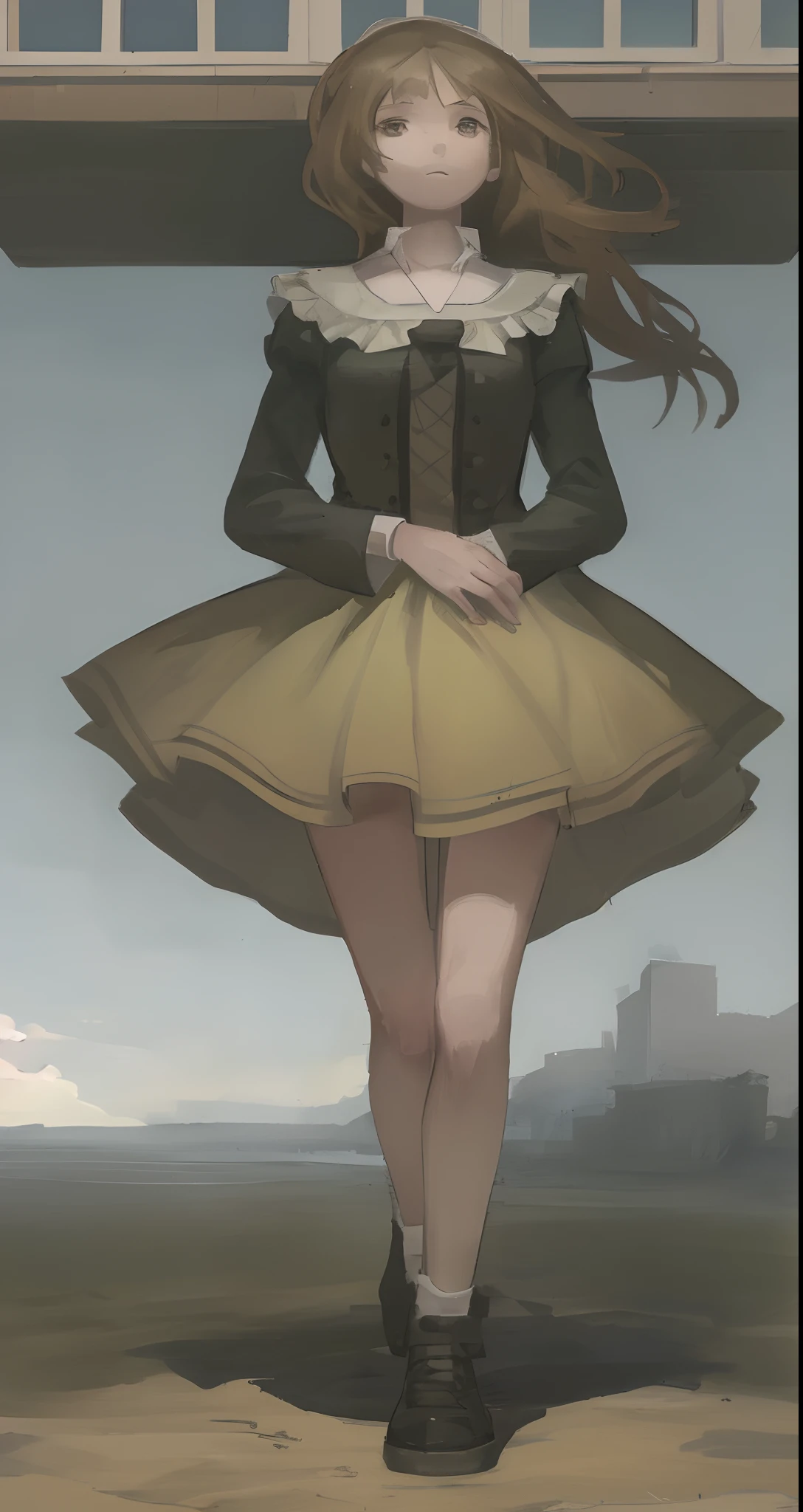 A girl stands