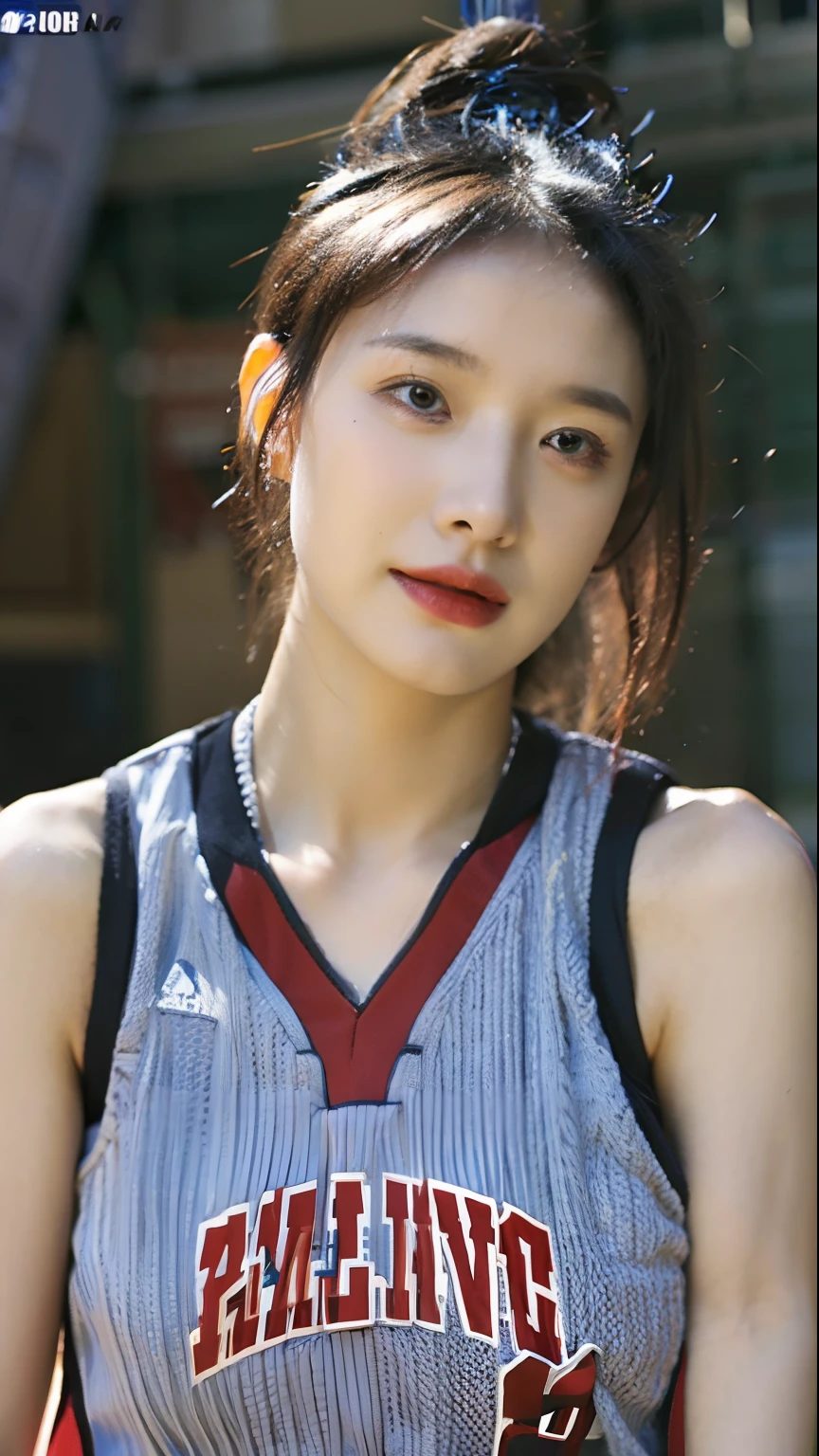 Best quality,masterpiece,ultra high res,(photorealistic:1.4),1girl NBA Jersey