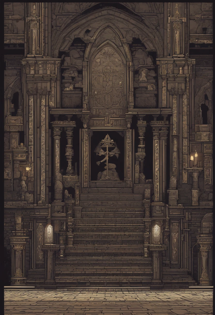 Demonic Building A close up of a large stone building with a statue on the front - SeaArt AI