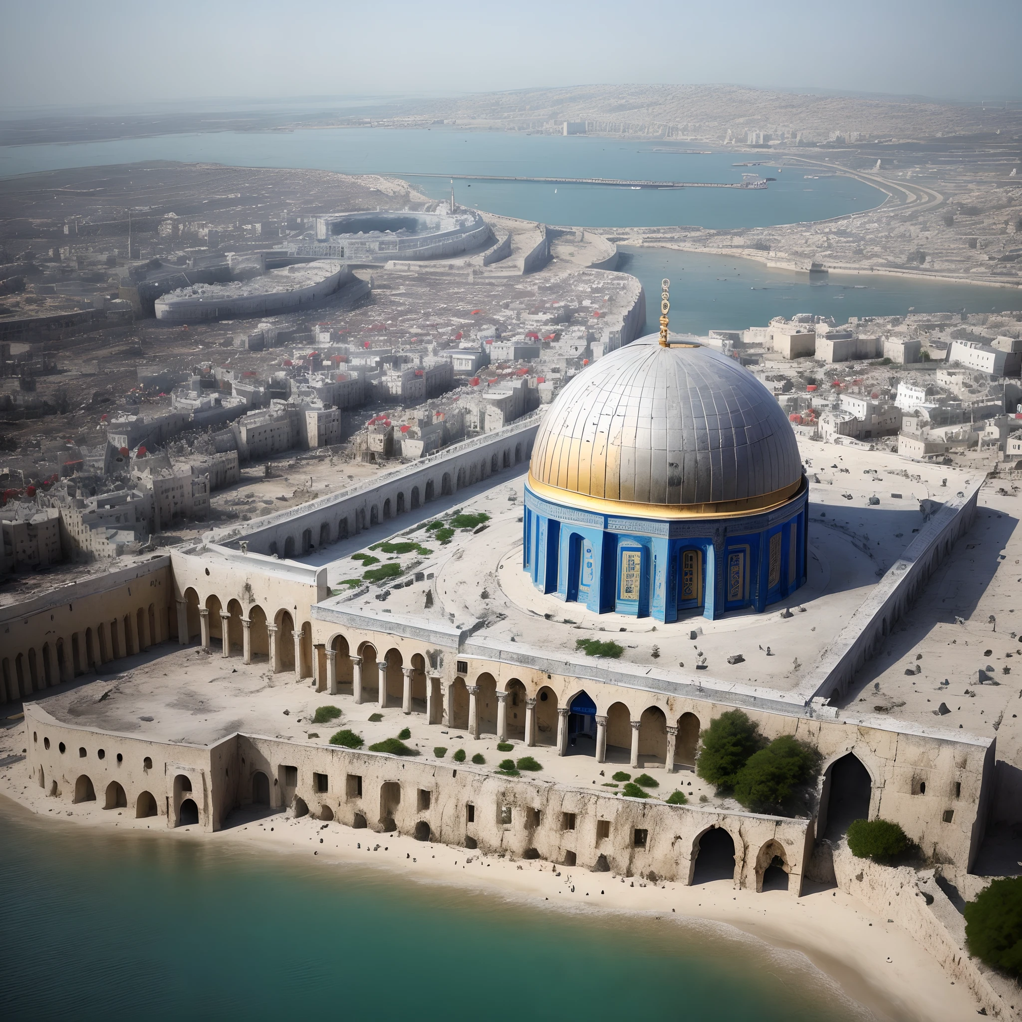 Photo of the dome of the rock destroyed