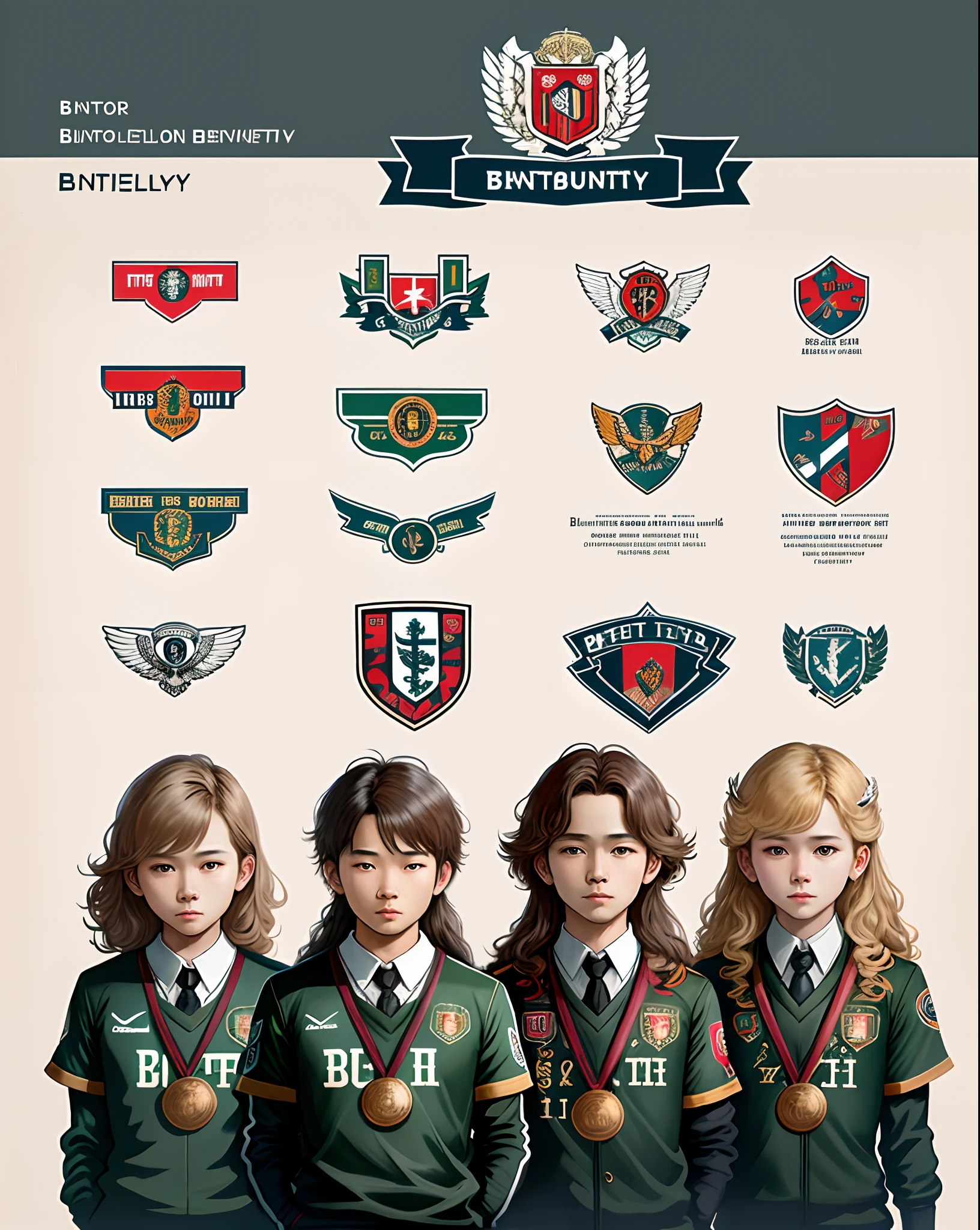 Based on Bentley's icon,Design a football team crest,The name of the team is North School United,In English, North Campus United。