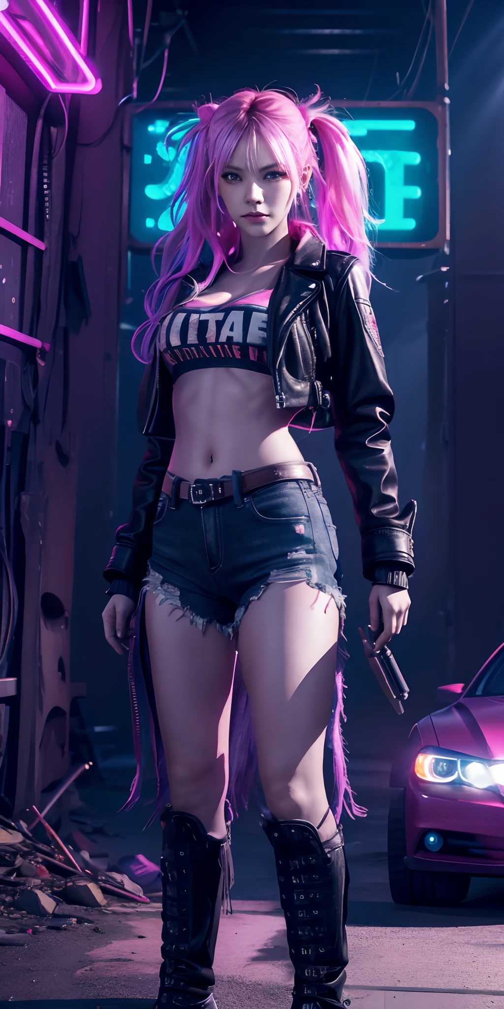 araffe woman in a bikini walking down the street, photorealistic perfect body, realistic shaded perfect body, beautiful cyberpunk woman model, cyberpunk 2 0 y. o model girl, realistic bikini, sexy body, hyperrealistic full figure, sexy girl, photorealistic full body, cyberpunk beautiful girl, photorealistic anime girl render, photorealistic artstyle, perfect body