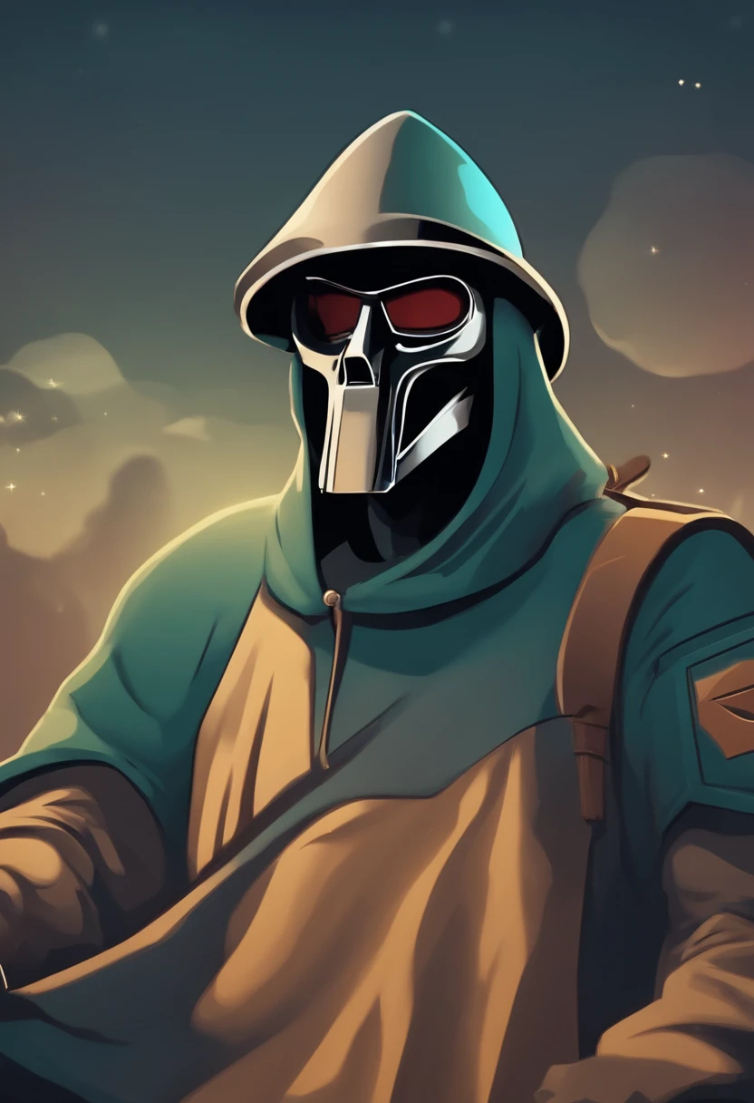 MF Doom the rapper in the style of Rocko's Modern Life cartoon
