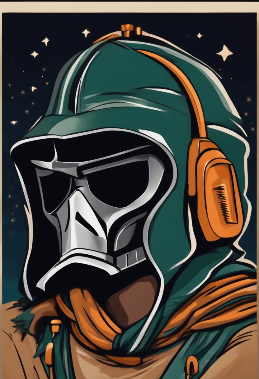 MF Doom the rapper in the style of Nickelodeon cartoon