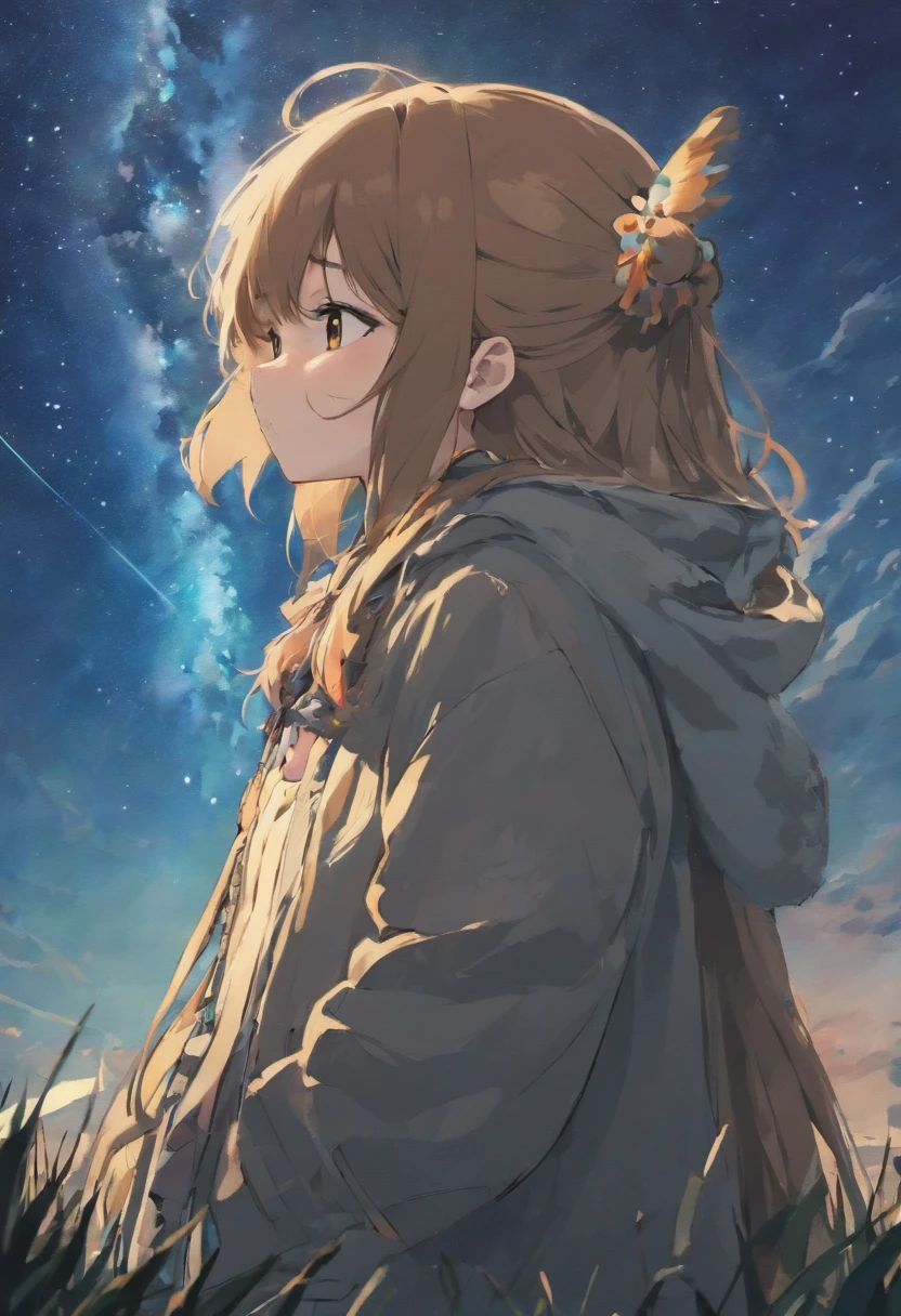 Cute buffalo looking at the sky，The expression is sad