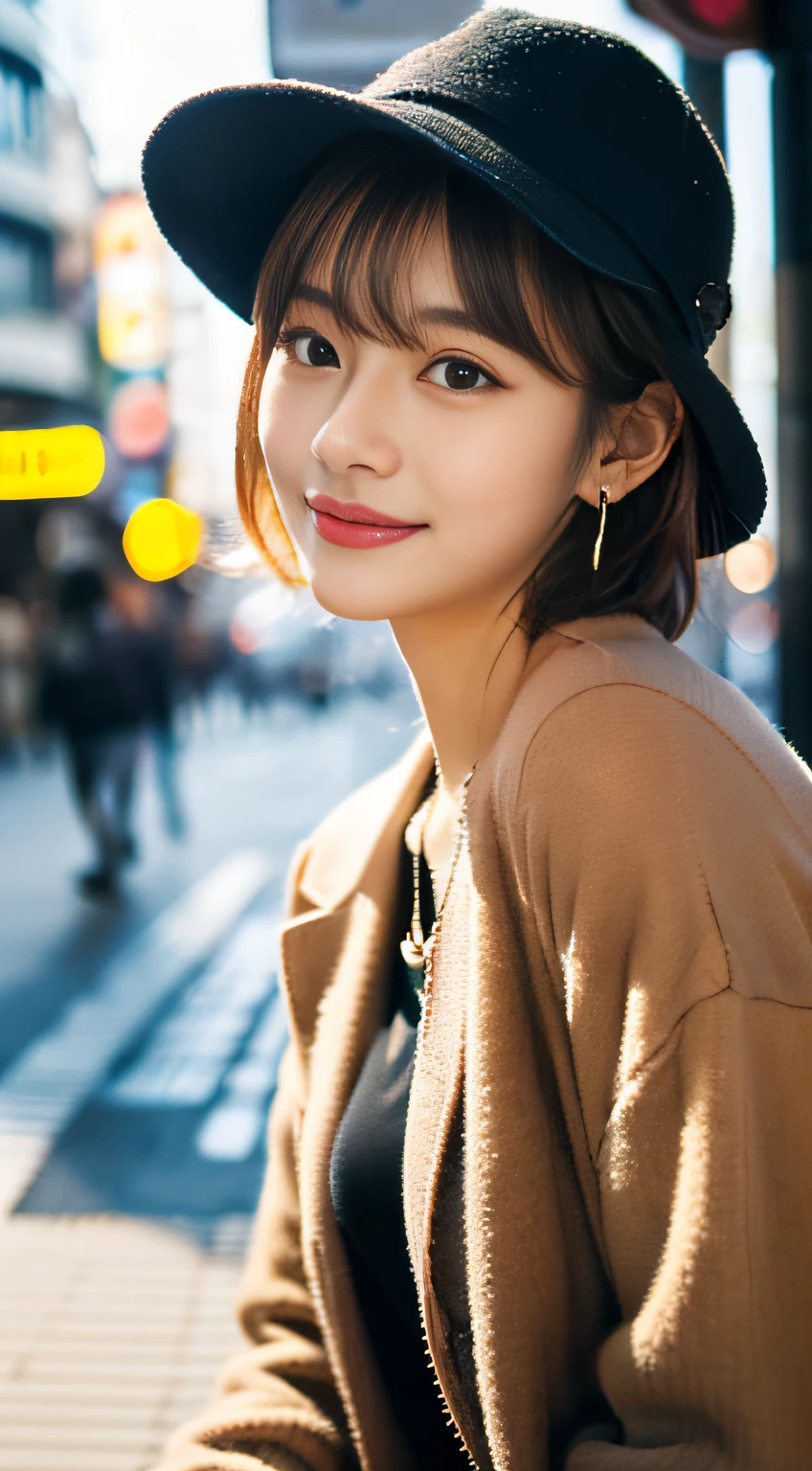 (((32K,very high res, high detailing, highly accurate,Masterpiece Girl 1:1.5))),Raw photo & realistic atmosphere,beautiful dark blue eyes,Detailed mouth,Glossy lips,Detailed eyebrows,Soft white skin that shines with every detail,,Eyes drawn in detail、Very beautiful eyes with azure eyes,Detailed lips、Very beautiful face,Very well-formed face、Lifelike face,shiny beautiful lips,Beautiful eyebrows,Infinite reality,Best design,(Insanely cute Japan 16-year-old high school girl,,Beautifully shaped breasts,Very cute beautiful girl,Little Girl,Healthy body,Outstanding style:1.5),Best Natural Makeup,Japanese ido,Korean Idols,Young sensual idol,Moist eyes,Dark Beautiful Deep Eyes,Beautiful butt,beauty legs,,camel's foot,:1.3),超A high resolution、,Natural and realistic face,Back lighting,Pure eyes are too cute,(((photorealisim,Photograph the whole body))),,Reality Live Action,(Fashionable earrings,,a necklace,A bracelet,gyuru,Glossy nail art,Women's Teens Street Winter Casual Fashion,Down coat,Black pants,white shoe,Hats,Calm and fashionable girl,light brown hair,short-hair,Ear Hair,独奏,little smiling,full body Esbian,Show full-body fashion,sitting cross-legs,Show me your white shoes, Only beauty young cute 15 year old girl,A rather petite and very cute 15-year-old girl:1.7),Night in Shibuya