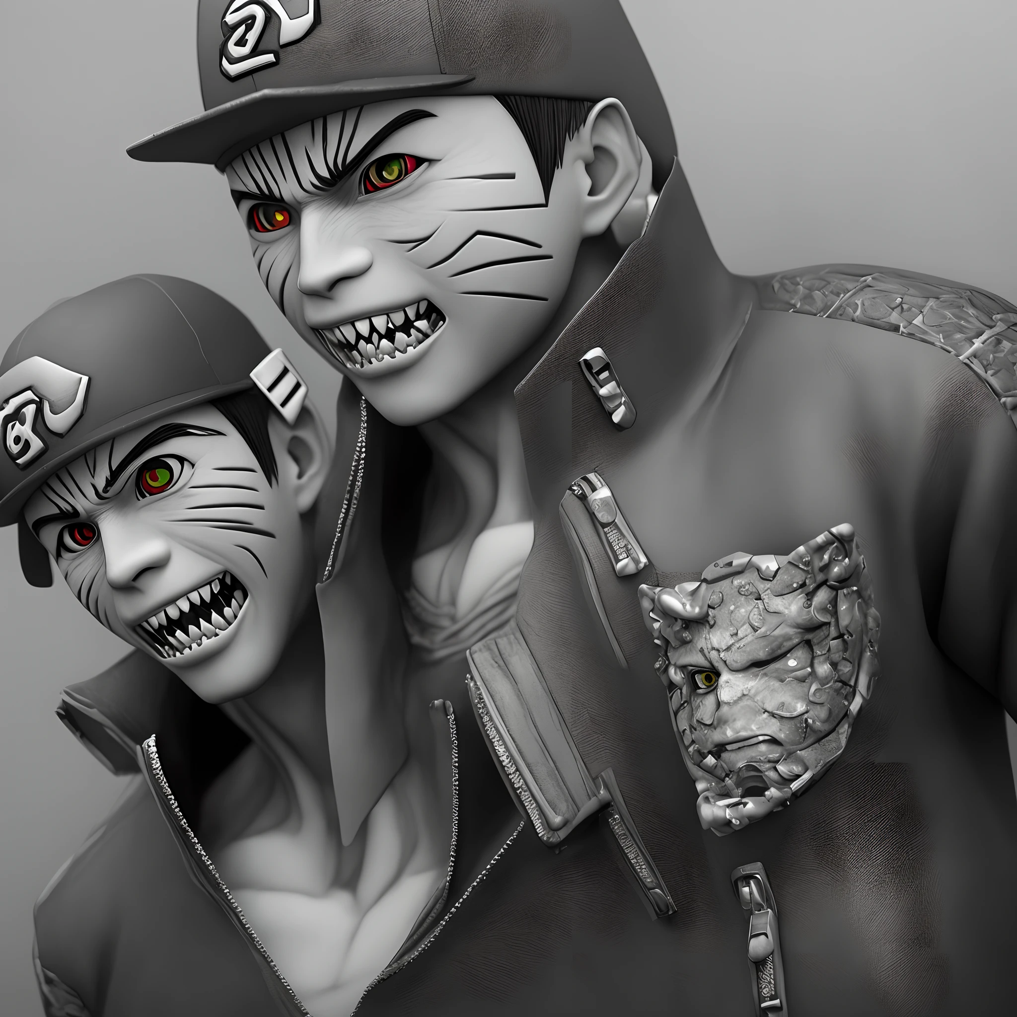 Naruto with diamond teeth 3d photo realistic