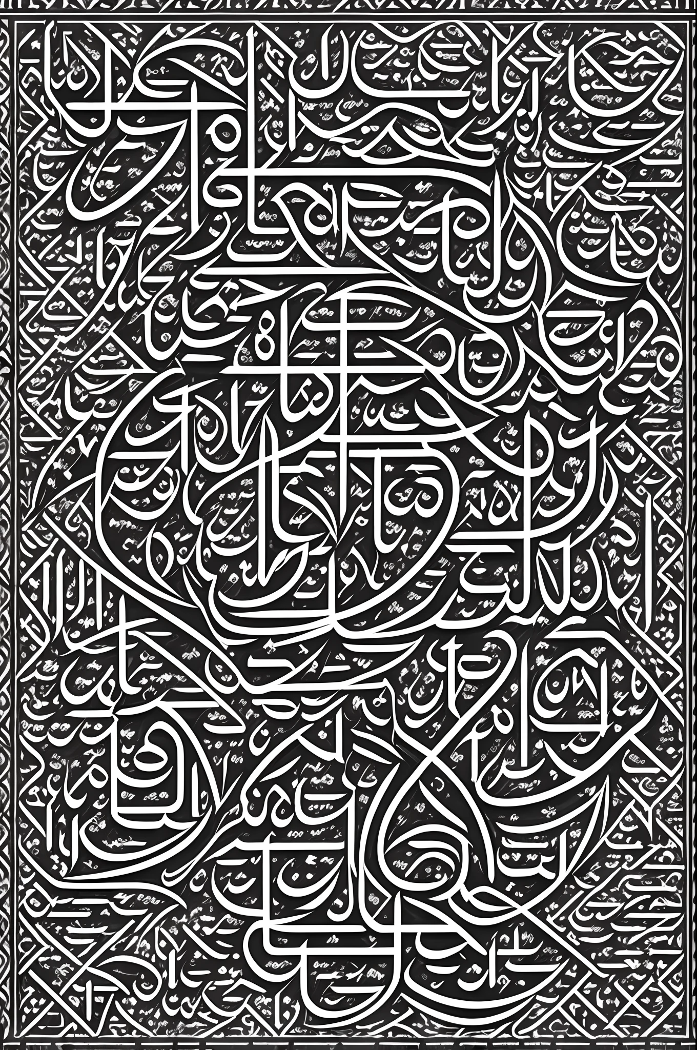 Arabic letters design black and white