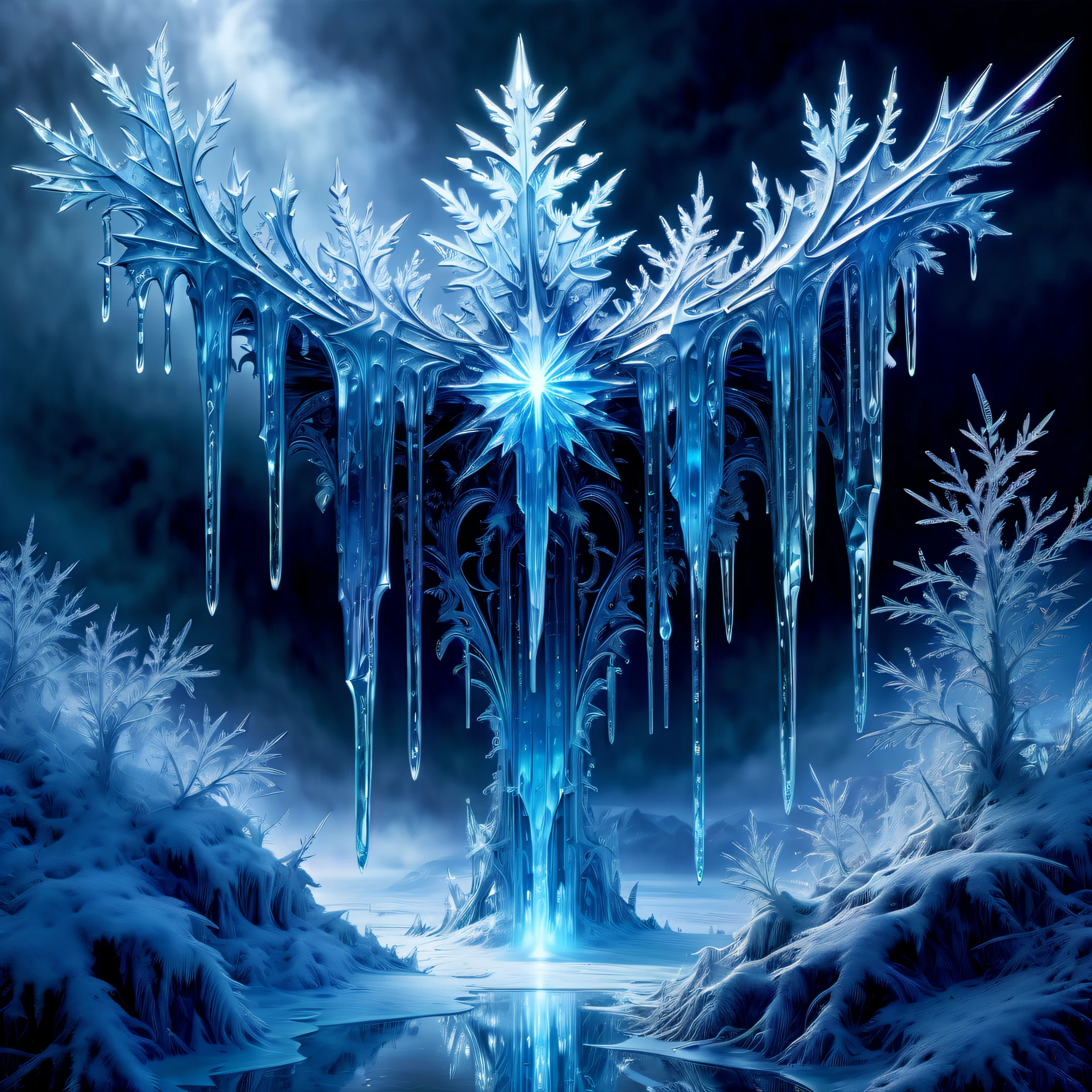 (((dark-fantasy and misty rime ice of stunning illustration:1.5))), (((metallic bodies dripping with spectral mist:1.3))), (((incredibly detailed and visually striking depiction:1.3))), (((intricate details and ultra realistic textures:1.3))), (((incredibly intricate beautiful:1.3))), ((subtle glow and intricate rendering bring:1.2)), (((highly detailed:1.3))), (((incredibly intricate details:1.3))), (((rich colors:1.3))), (((radiosity rendered in stunning 32k resolution:1.3))),