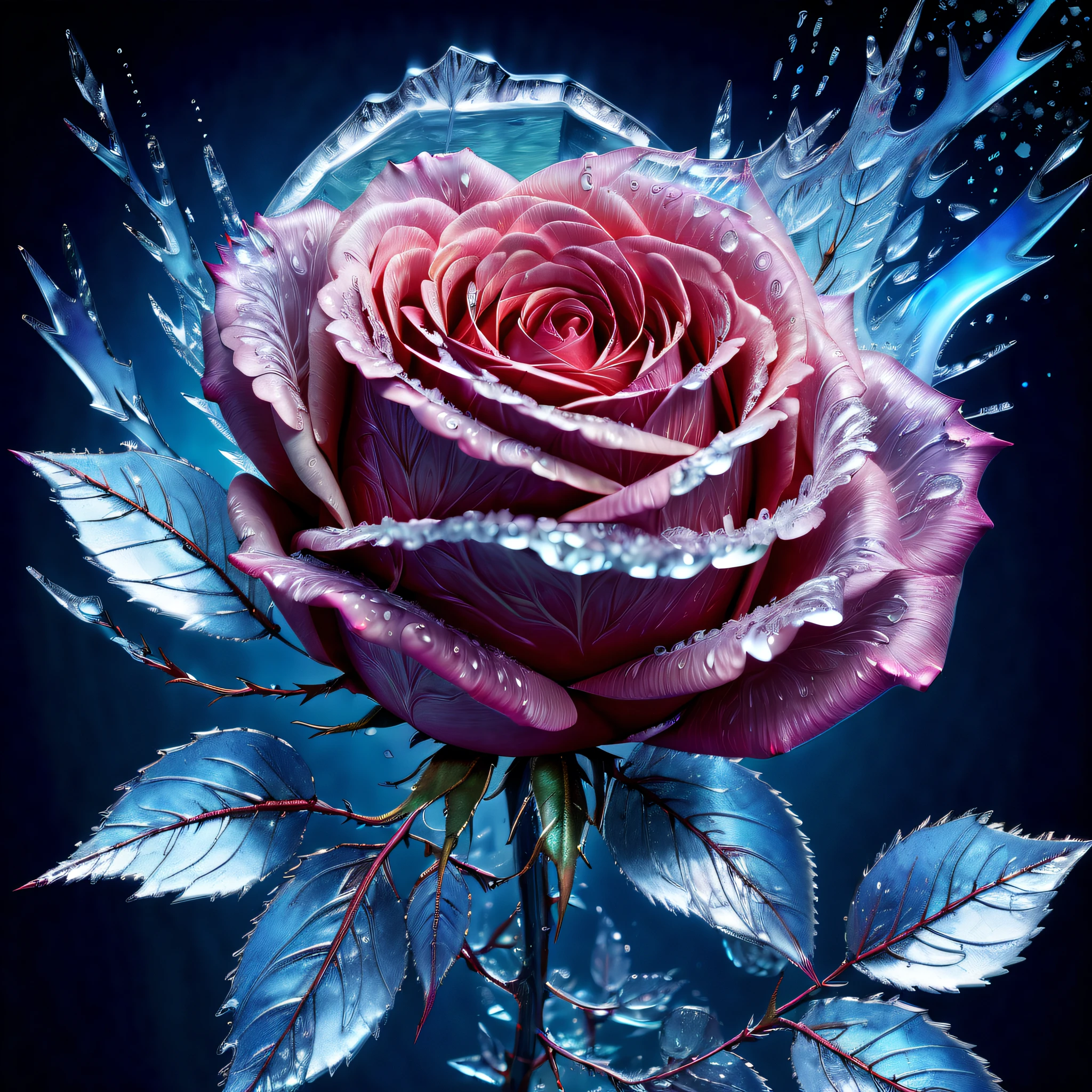 (((dark-fantasy and misty rime ice rose of stunning illustration:1.5))), (((unsettling energy background intricate detailed:1.3))), captivatingly distorted glitch, (radiant hues and contrasting shadows:1.1), (((incredibly detailed and visually striking depiction:1.3))), (((intricate details and ultra realistic textures:1.3))), (((incredibly intricate beautiful:1.3))), ((subtle glow and intricate rendering bring:1.2)), (((highly detailed:1.3))), (((incredibly intricate details:1.3))), (((rich colors:1.3))), (((radiosity rendered in stunning 32k resolution:1.3))),