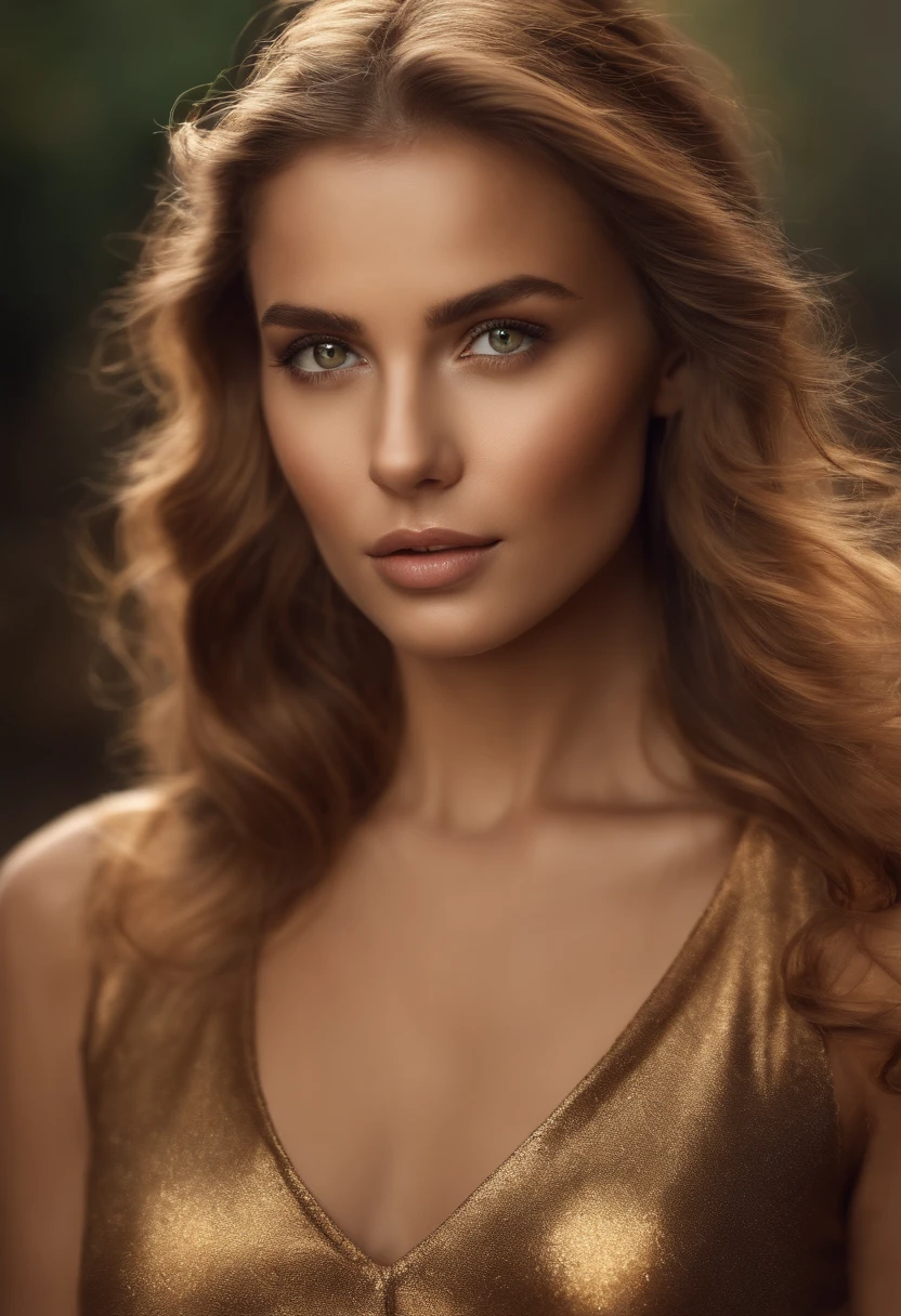 Women with golden eyes and light brown hair.