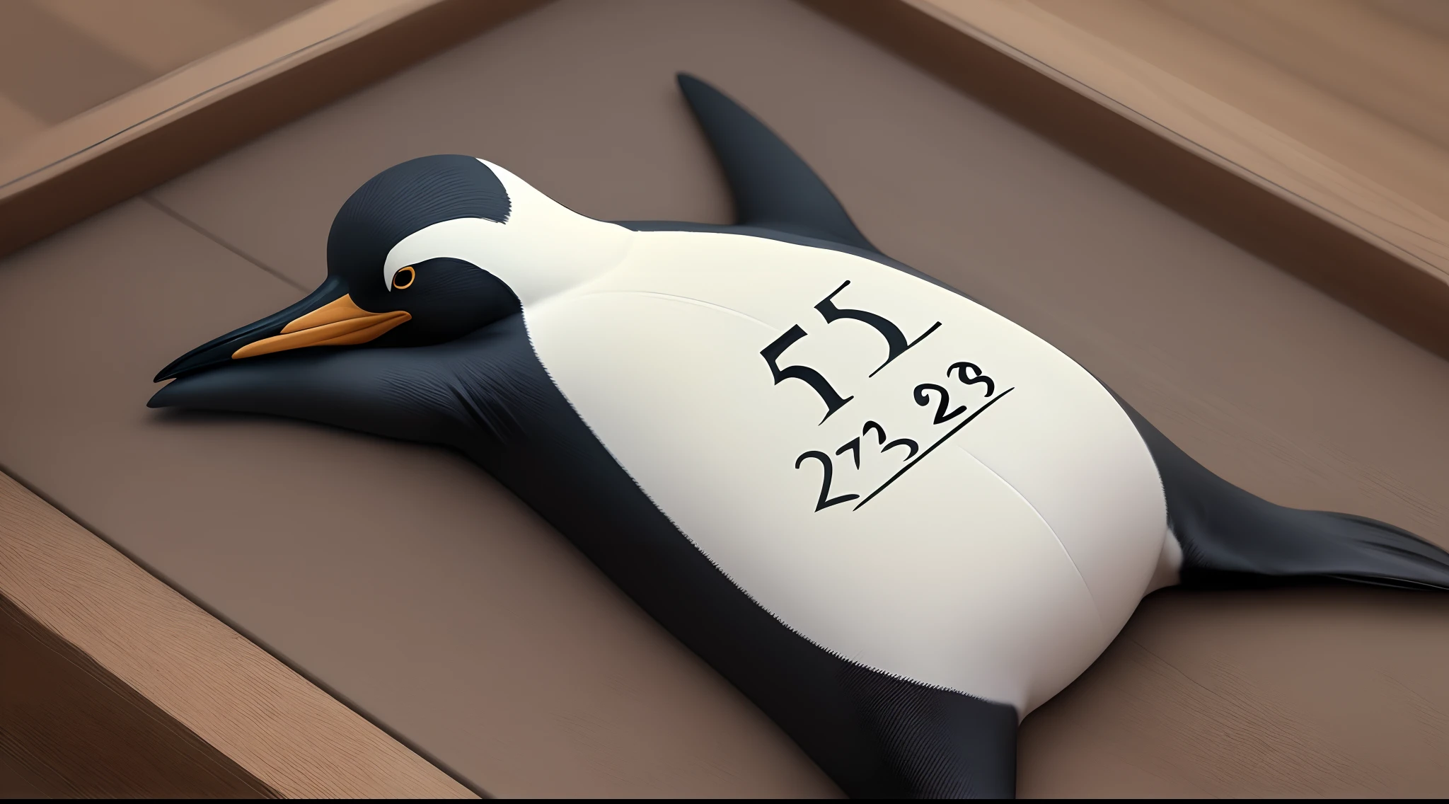 penguin with a numerical date as it’s stomach