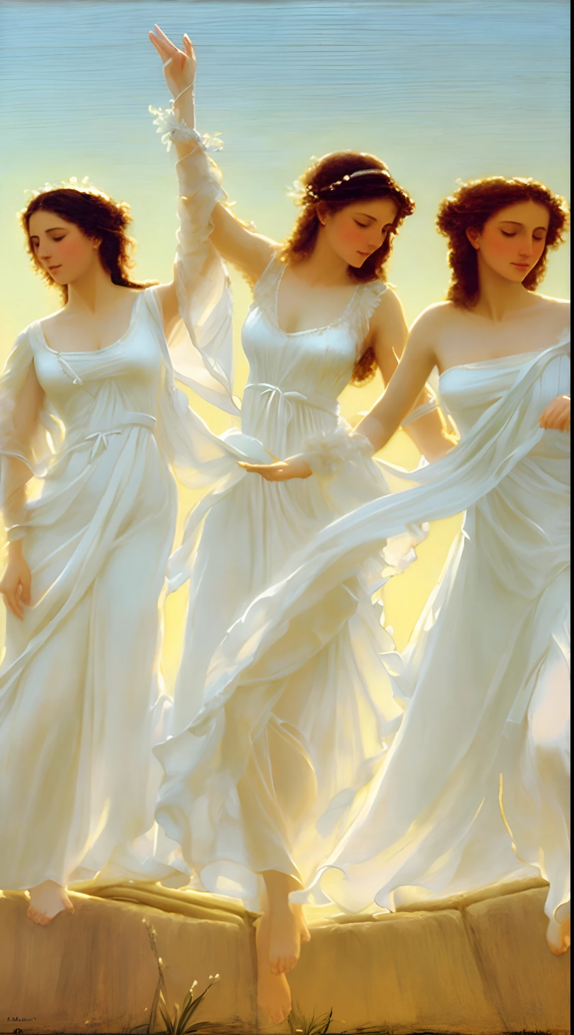 とても美しい二人の??神のwhole body画像, Brown-haired Artemis from Greek mythology, Freyja the Blonde in Norse Mythology, whole body
