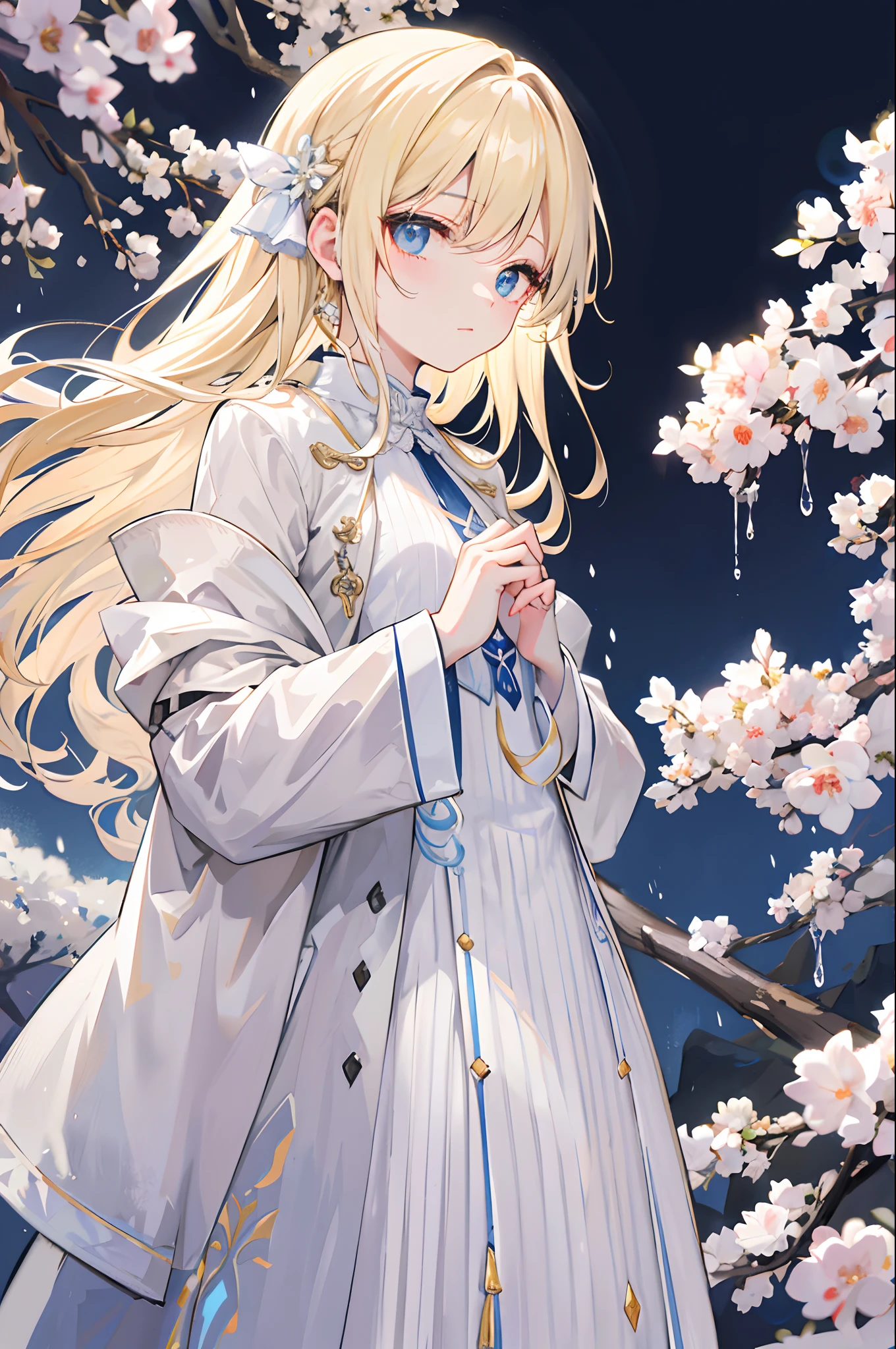(Fragrant rain,A woman at night)Blonde coat,Delicate and soft,Hand in double pockets,Unique temperament。