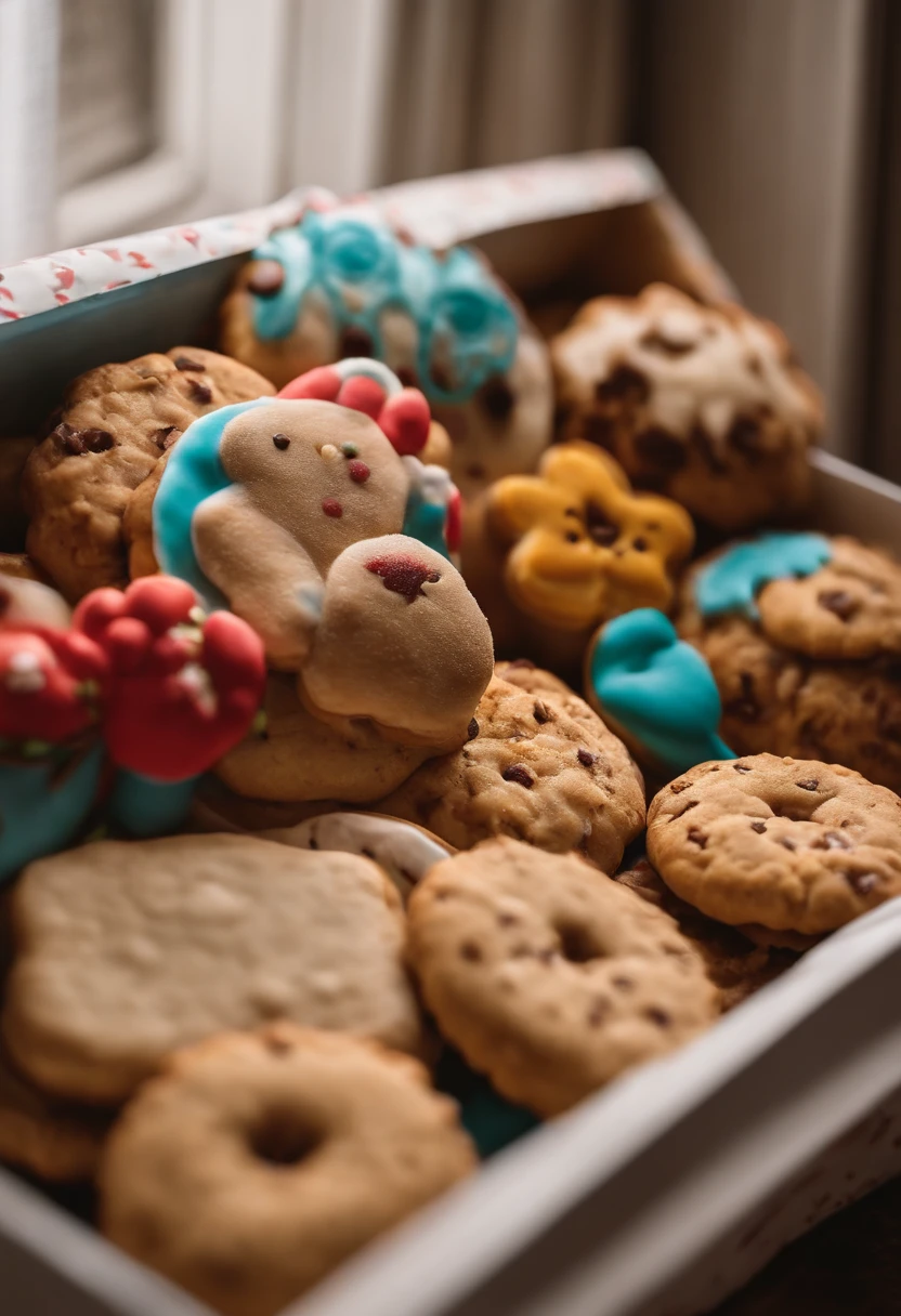 Cookies in a package、Stuffed animal next to it、American Room、On the shelf