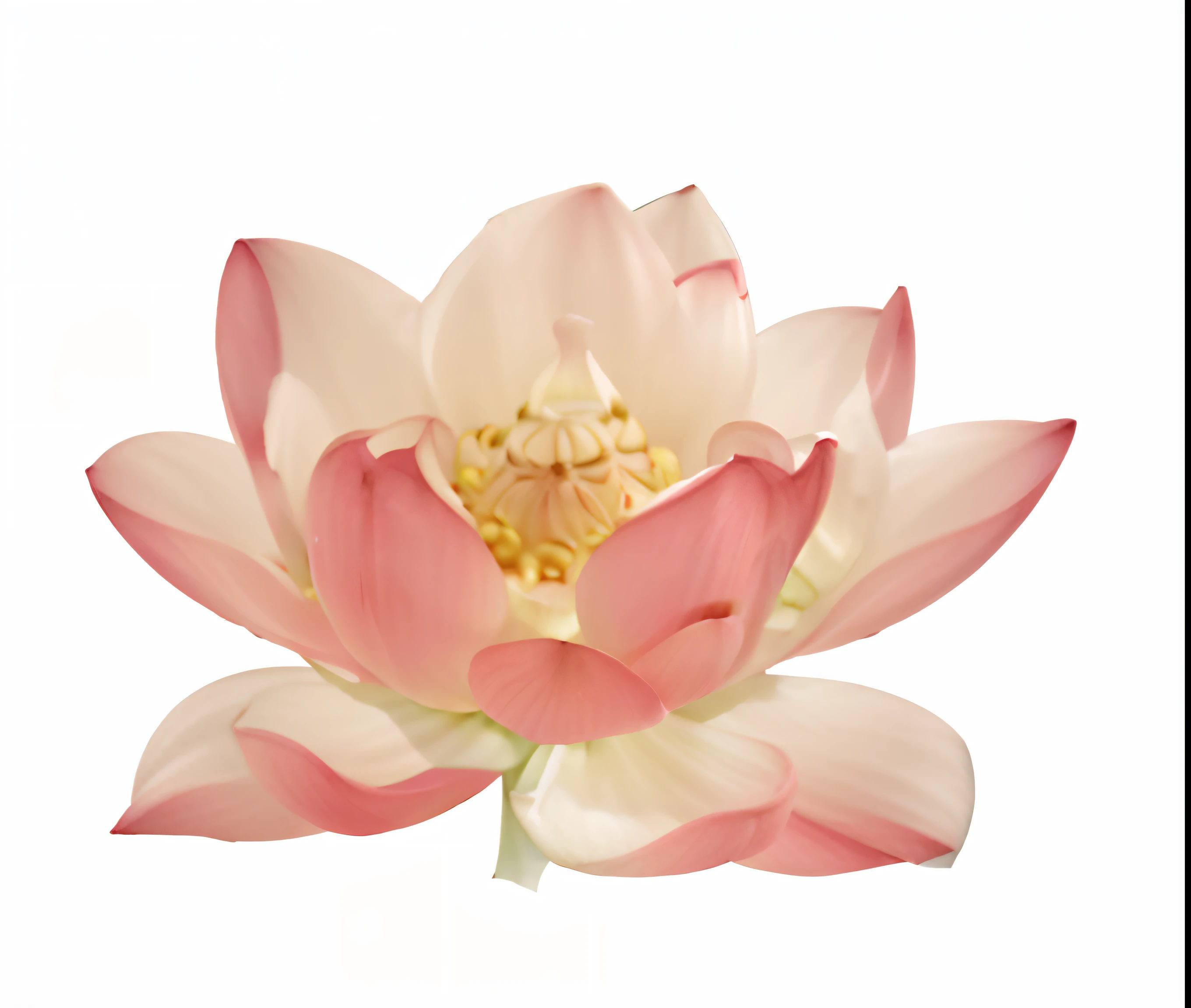 There is a pink flower,There is a yellow center on a white background, lotus petals, Lotus, lotus flower, lotuses, with lotus flowers, author:Central Plains South Tianfang, Pink Lotus Queen, lotuses, by Gusukuma Seihō, Middle metaverse, author:Xiu Wen Tianzheng