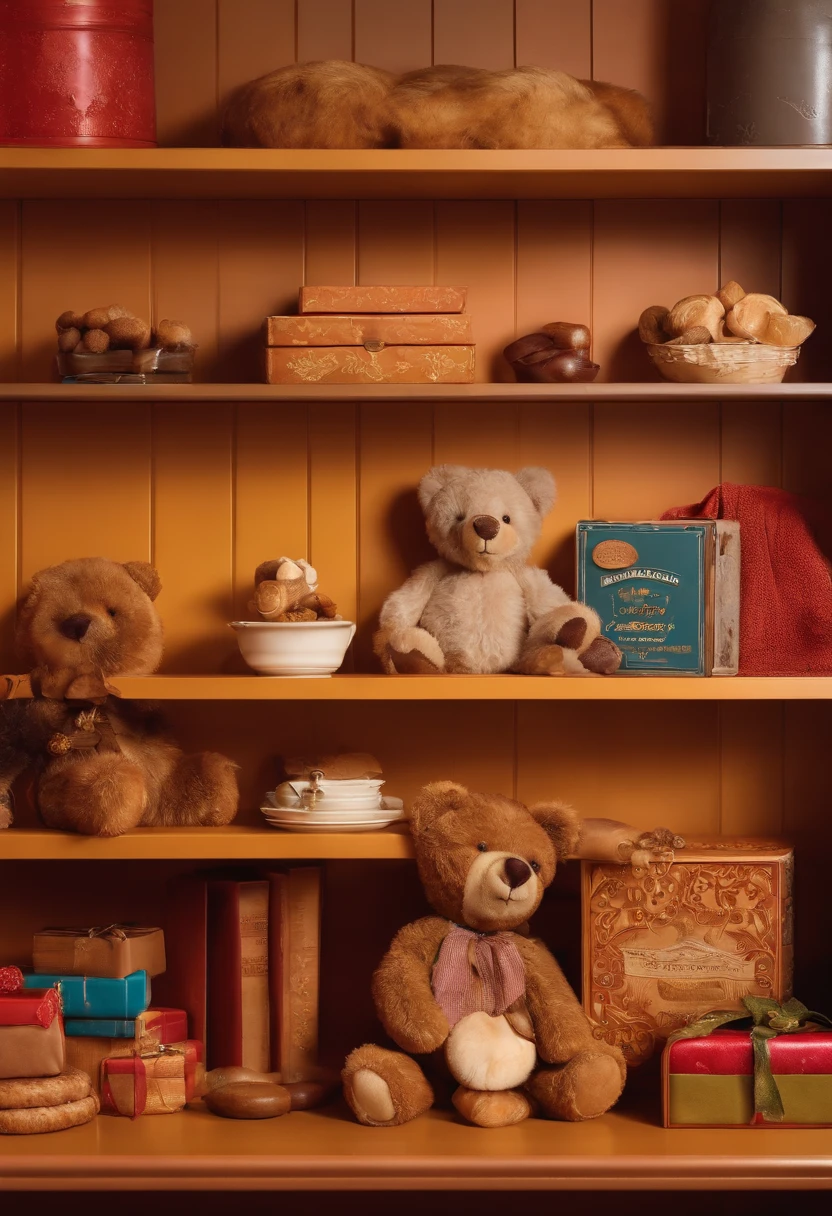 Cookie box、Stuffed bear next to it、American Room、On the shelf
