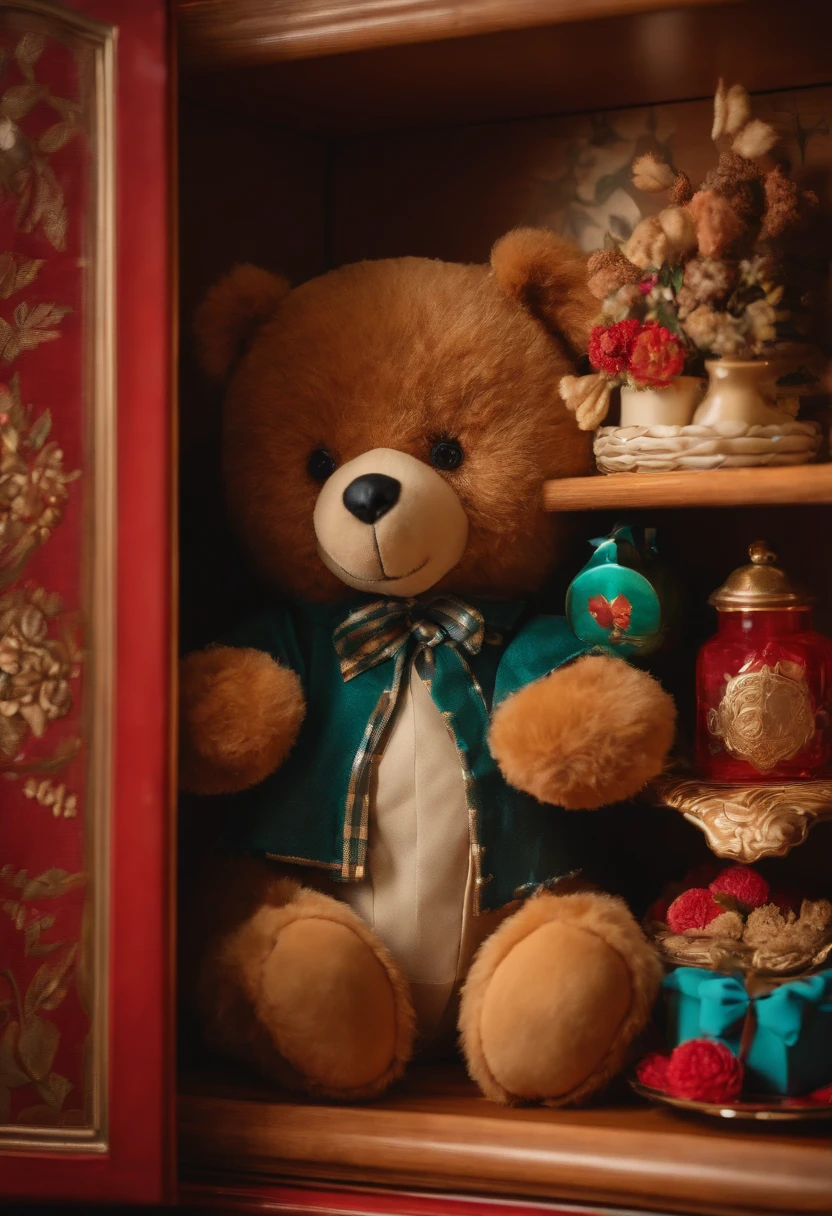 Cookie box、Stuffed bear next to it、American Room、On the shelf