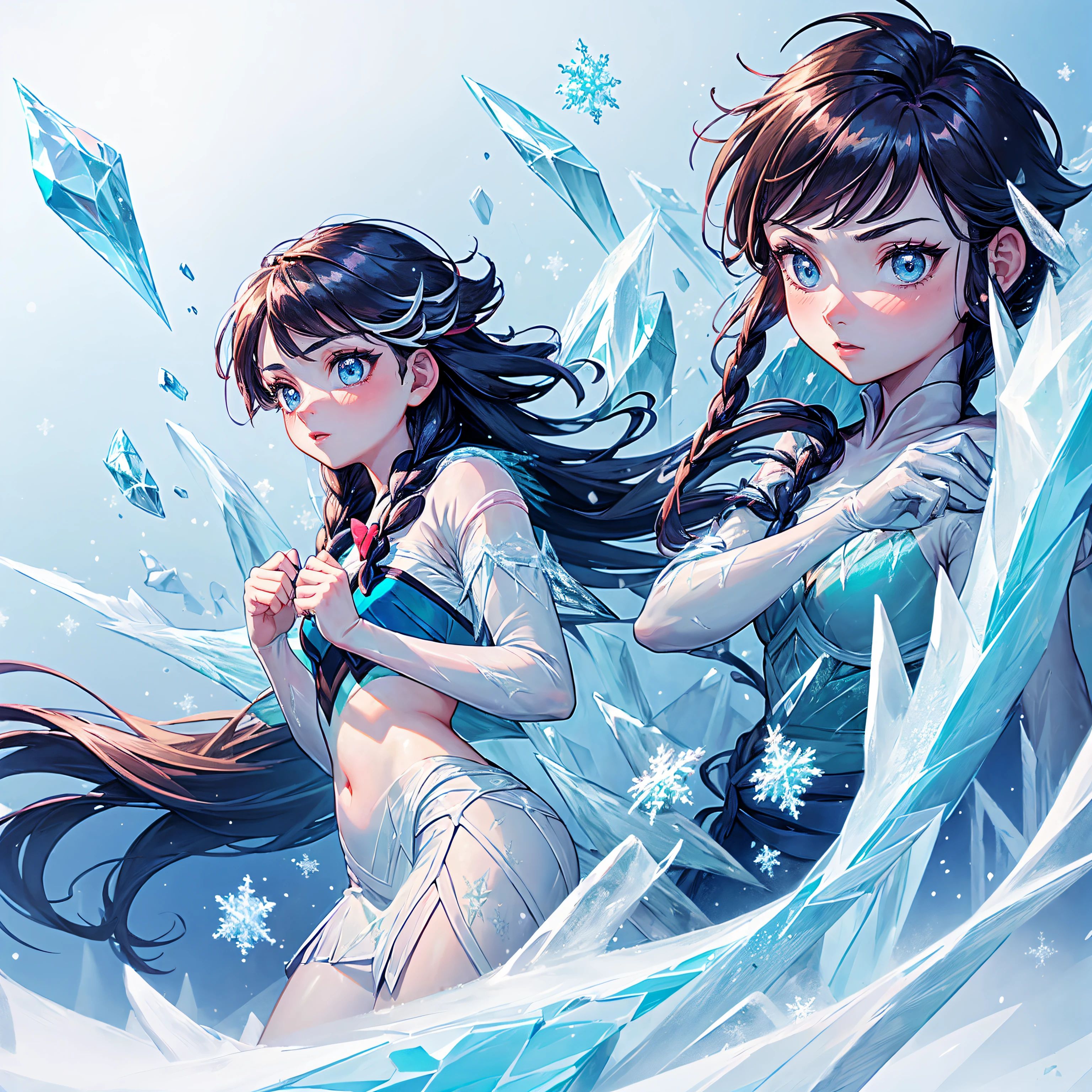 (rime ice:1.5), (frozen girl:1.5), (cute girl:1.5), (iced world:1.5),