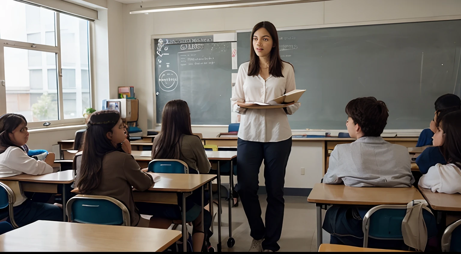 The students quickly realized that her intelligence was matched by her passion for teaching and her deep love for English literature. classroom students