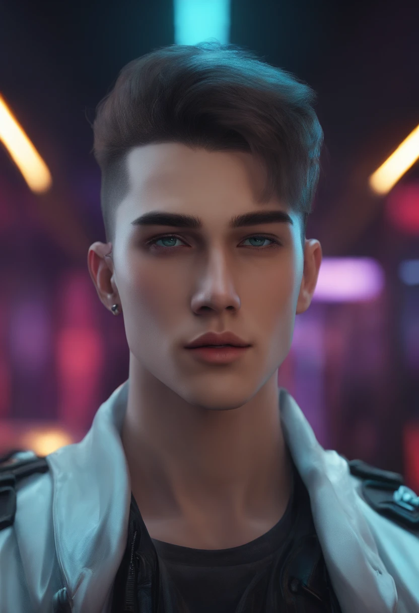 Change background cyberpunk handsome boy, realistic face, ultra realistic