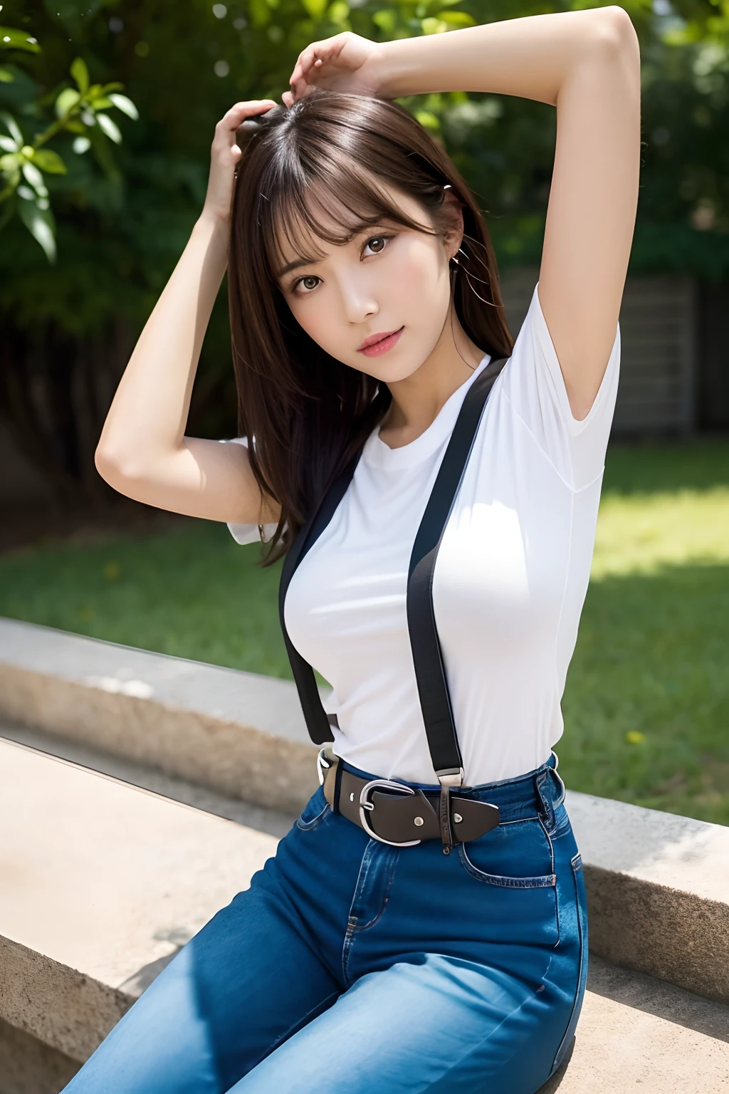 masterpiece、top-quality、The ultra -The high-definition、、colourfull、flat-colors、depth of fields、lens flare 1 girl、、A dark-haired、watching at viewers Black Cutter Shirt a belt black suspenders Social OL ample bosom JINS jeans Face sitting
Waiting to start Armpit sweat perspiring Side of both hands huge-breasted Interparial
