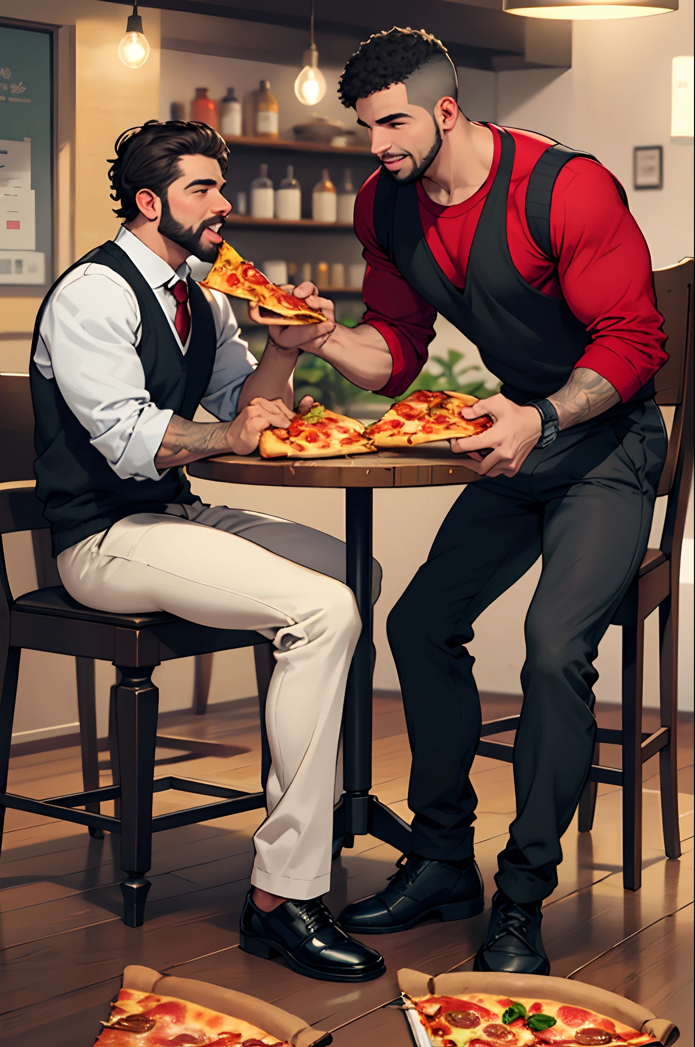 Drake, Al Pacino, Michael Jordan, and an Indian male eating pizza together