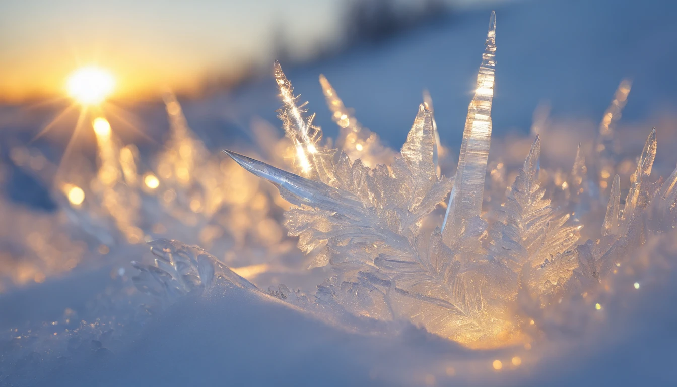 highres,ultra-detailed,close-up,detailed rime ice,beautiful ice formations,dazzling ice crystals,crystalline structures,ethereal beauty,sparkling frost,natural wonders,frozen art,reflection of light,subtle shades of blue and white,glistening surface,luminous transparency,delicate icicles,frozen landscape,winter wonderland,surreal beauty,nature's delicate brushstrokes,up-close view of intricate ice patterns,marvels of the cold,lace-like formations,mesmerizing textures,subtle gradients of frost,otherworldly ice sculptures,frozen jewels,soft and fragile appearance,silent strength of ice,pristine and untouched,icy crystals in sunlight,macro photography of ice,unique natural sculptures,awe-inspiring formations,coldest of winters,close-up on exquisite ice designs