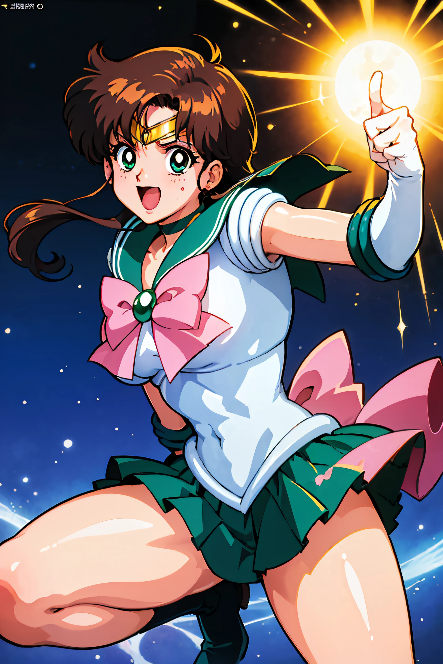 (top-quality:1.3), (​masterpiece:1.4),(Anatomically correct), (Full limbs),(complete fingers),(Precise fingertips), (Fine details),(8K),Photorealista,Sailor Moon!!!!!!!!, Sailor Moon Style,by Sailor Moon, Sailor Senshi Uniform,(the sailor jupiter:1.37),aqua eyes,brown haired,poneyTail,Green Choker,Green boots,Pink ribbon,(Super Detail),(90s Anime,9 0 s anime,9 0 s anime style,anime cels,cel shaded anime),
(Dynamic Boxing Pose:1.25), 1 girl, Beautiful face, Intense lighting),raw, 1 girl, ((rage)), Color Theme Red, Dramatic light, Violence Everywhere, Bloody destruction of corpses in the background, Dark and blurry background, (joyous expression:1.4), (Raging Eyes:1.2), ), Mental breakdown, intimidation, Ways to harm, (irate:1.4), revenge, rage, destruction, murder, Maniacal,magician, spell magic, Magic Circle, ((magic in hand)),(using light magic:1.14),water magic, imaginative overlays, artistic fusion,fantastical scenes, evocative narratives, striking visuals,