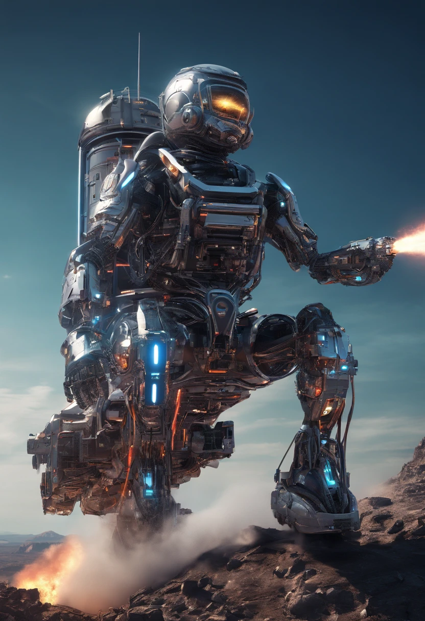 Futuristic astronaut riding on top of rocket like it was a motorcycle, hyper detailed, concept art,, Galaxy,