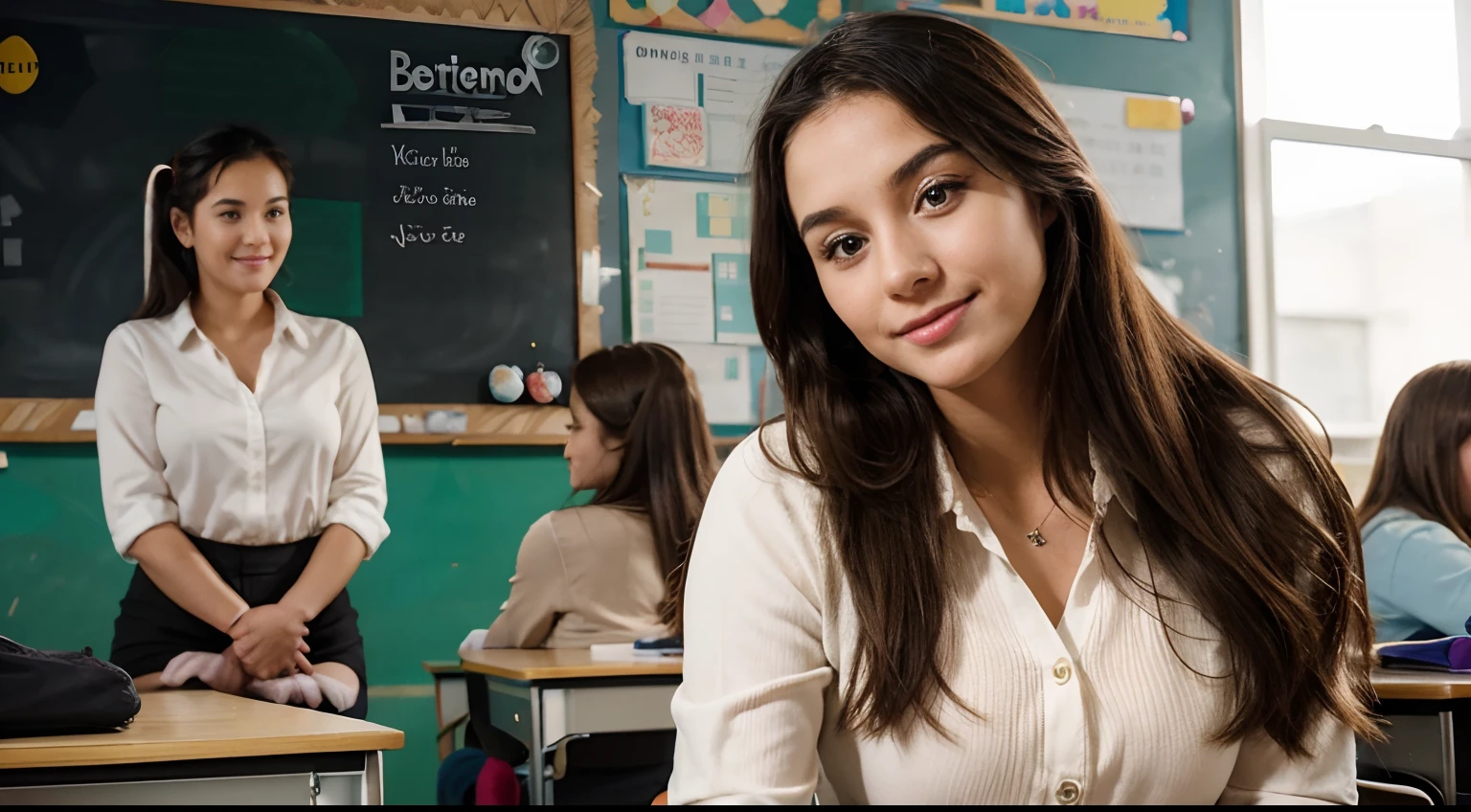 beautiful young teacher commitment to her students' growth extended beyond the confines of the classroom, making her not just a teacher but also a mentor and a friend.