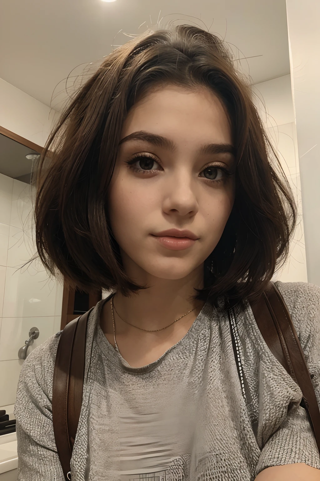 menina com cabelo longo com peitos grande