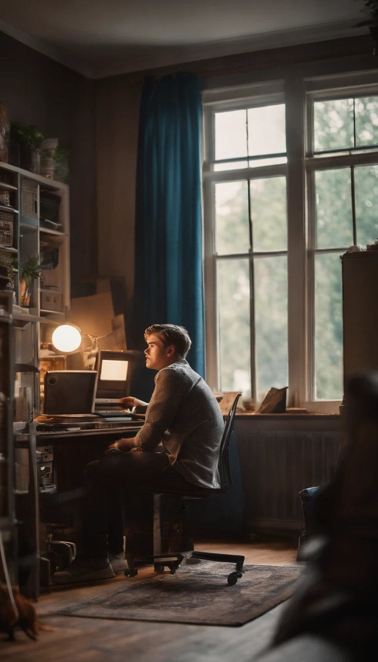  boy room with a computer in the middle