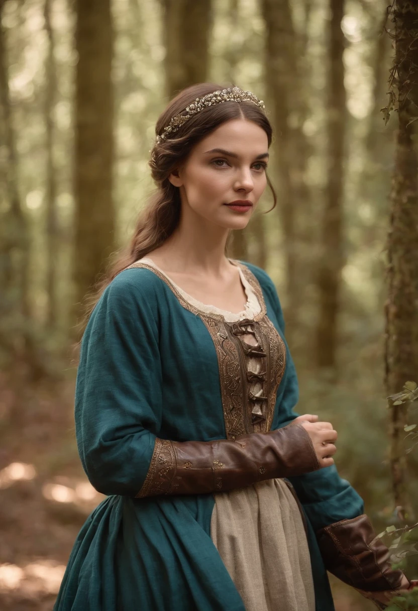 (((uma ferida avermelhada profunda atravessa sua bochecha esquerda))) tez justa, mulher em torno de 30 anos, cabelos loiros naturais, olhos azuis distintos, vestindo vestido preto, slender and graceful, Beautiful, luz neom em um ambiente medieval, Ultra sharp focus, tiro realista, roupas femininas medievais, cores tetradicas (cicatriz:1.4)