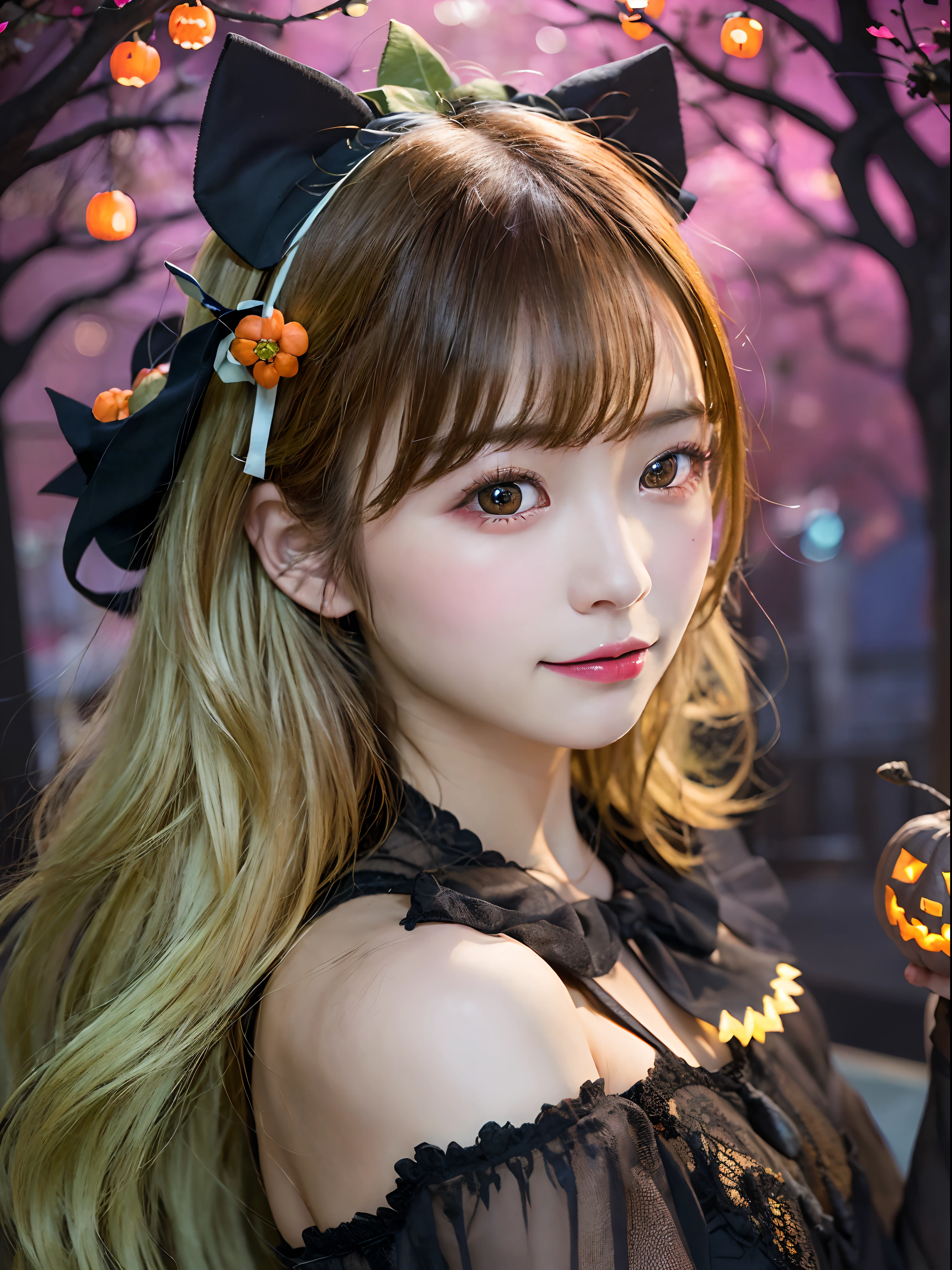 (​masterpiece、top-quality、top-quality、Beautifully Aesthetic:1.2)、(((Cute Shining Jack Lantern Head Girl)))、((I can't see the girl's face))、halloween night、ighly detailed、colourfull、highestdetailed,Russian beauty models