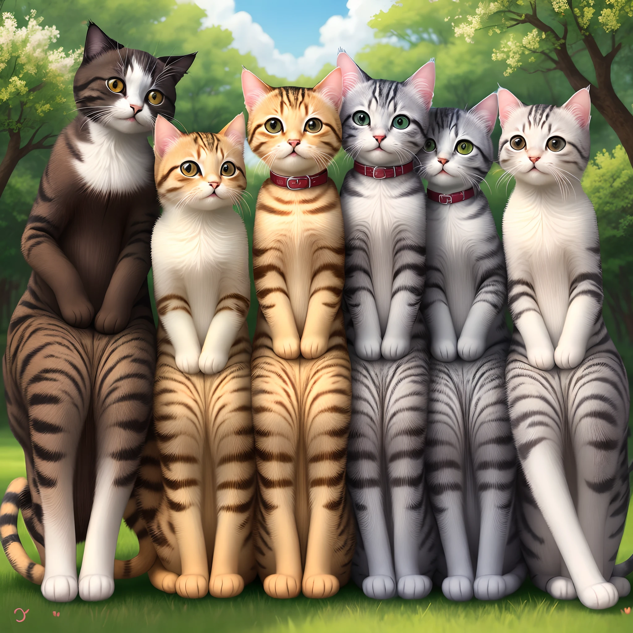 Cat Cute Q Edition Spring Outing HD Multi Cats