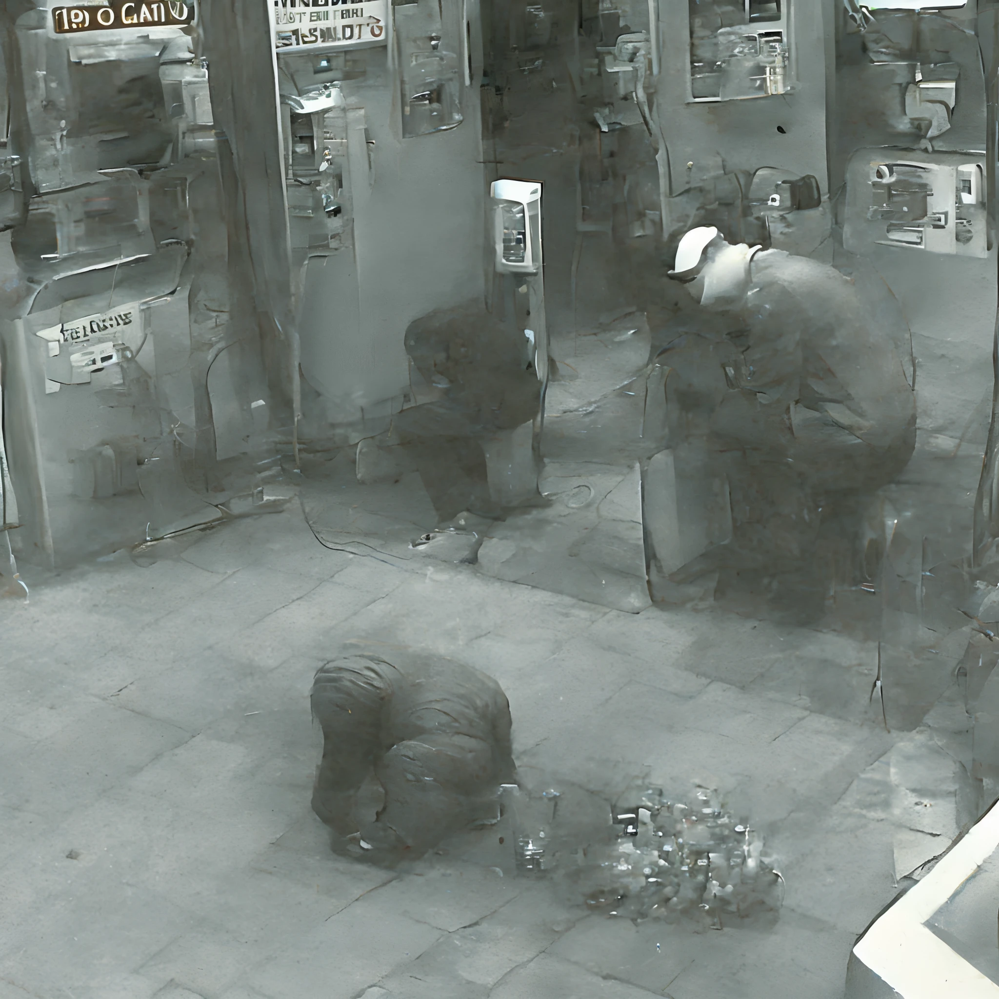 Elmo puking at gas station cctv
