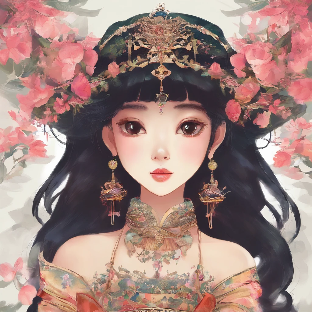 A Zhuang girl,Black hair,with a round face,largeeyes,The mouth smiles,Carry a basket full of fragrant cakes and flowers,I came to the foot of Oxhorn Mountain,I saw mountains surrounded by mountains,surrounded by cloud,It's like a fairyland。
