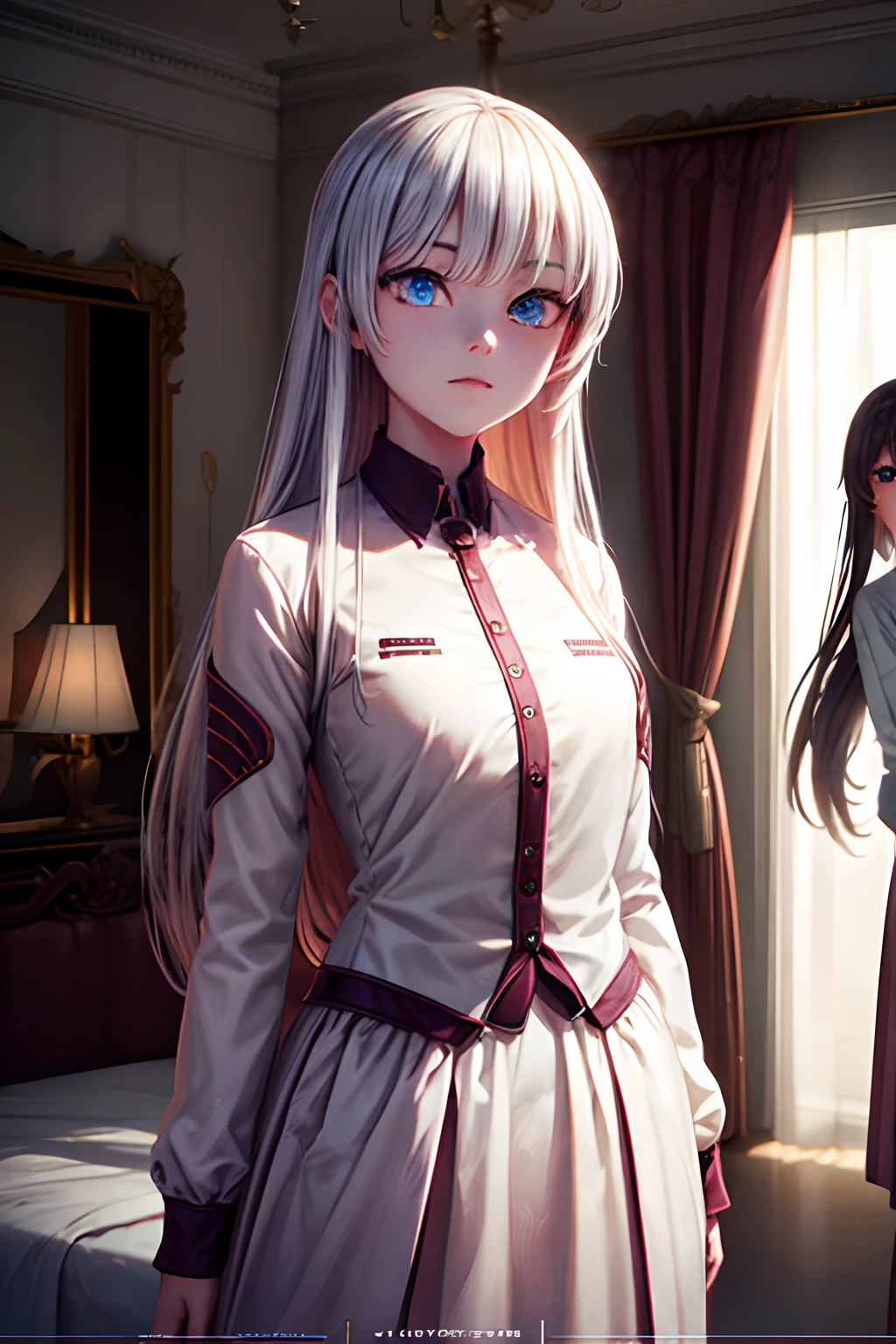 cartoony,2 girls,1 boy,In a hotel,1 queen bed,In the daytime,8K, Unreal Engine 5, rendering by octane,Detailed face, smooth soft skin, Fantastic Big Eyes, beautiful intricate colored hair, Symmetrical, anime wide eyes, Soft lighting, concept-art, Digital painting,