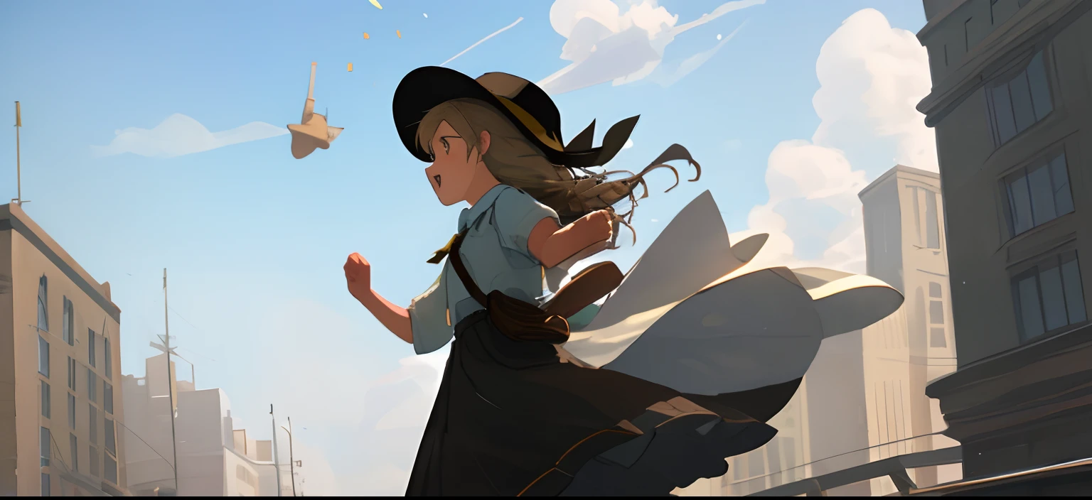 Girl throwing her hat into the sky