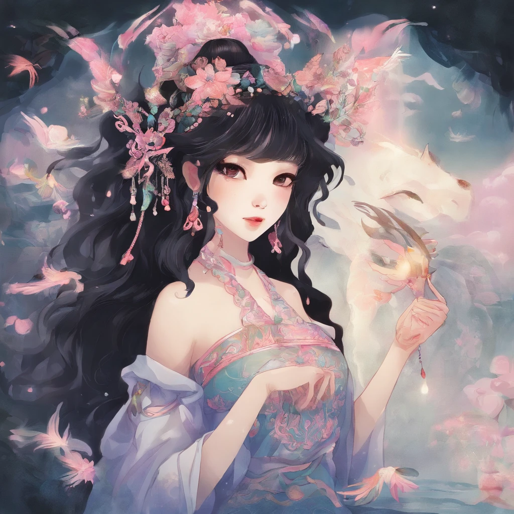 A Zhuang girl,Black hair,with a round face,largeeyes,She sincerely prayed to the god of the Ox King in the temple of the Ox King,Offer your own products,And sincerely pray to the god of the ox king