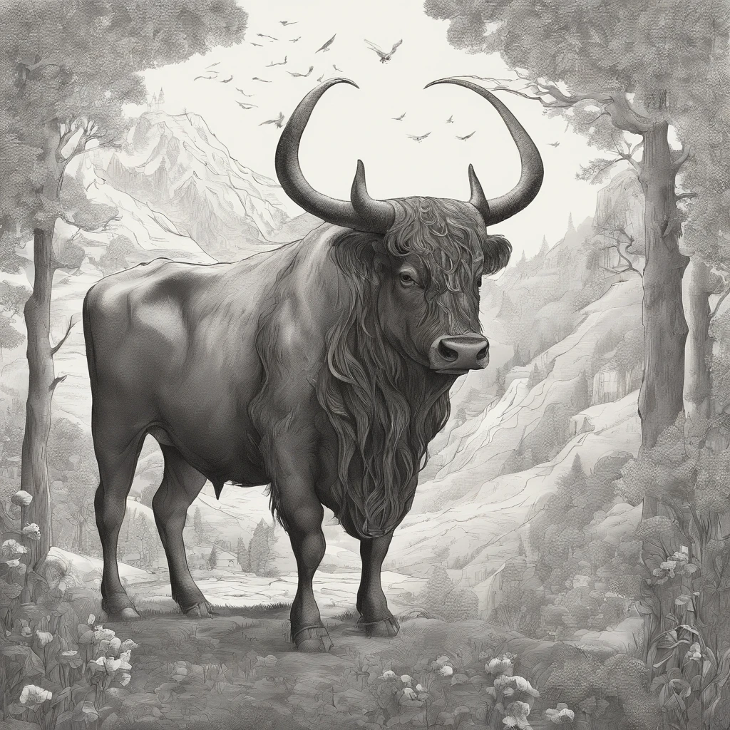The bull king god swings the majestic ox tail,Make an arc at the top of the mountain,sudden,A clear spring gushed out,Flows to the village below the mountain。