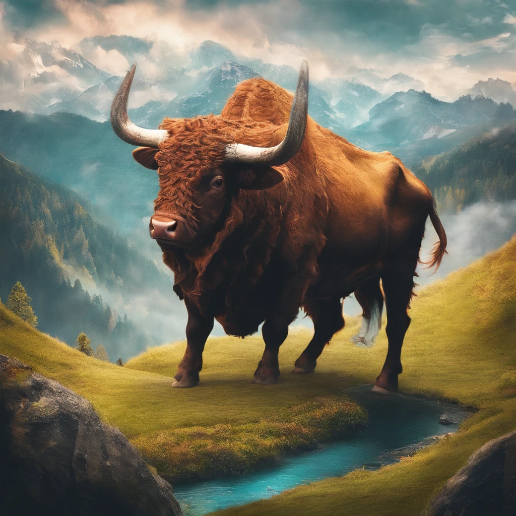 The bull king god waved his majestic ox tail,Make an arc at the top of the mountain,sudden,A clear spring gushed out,Flow to the village below the mountain。