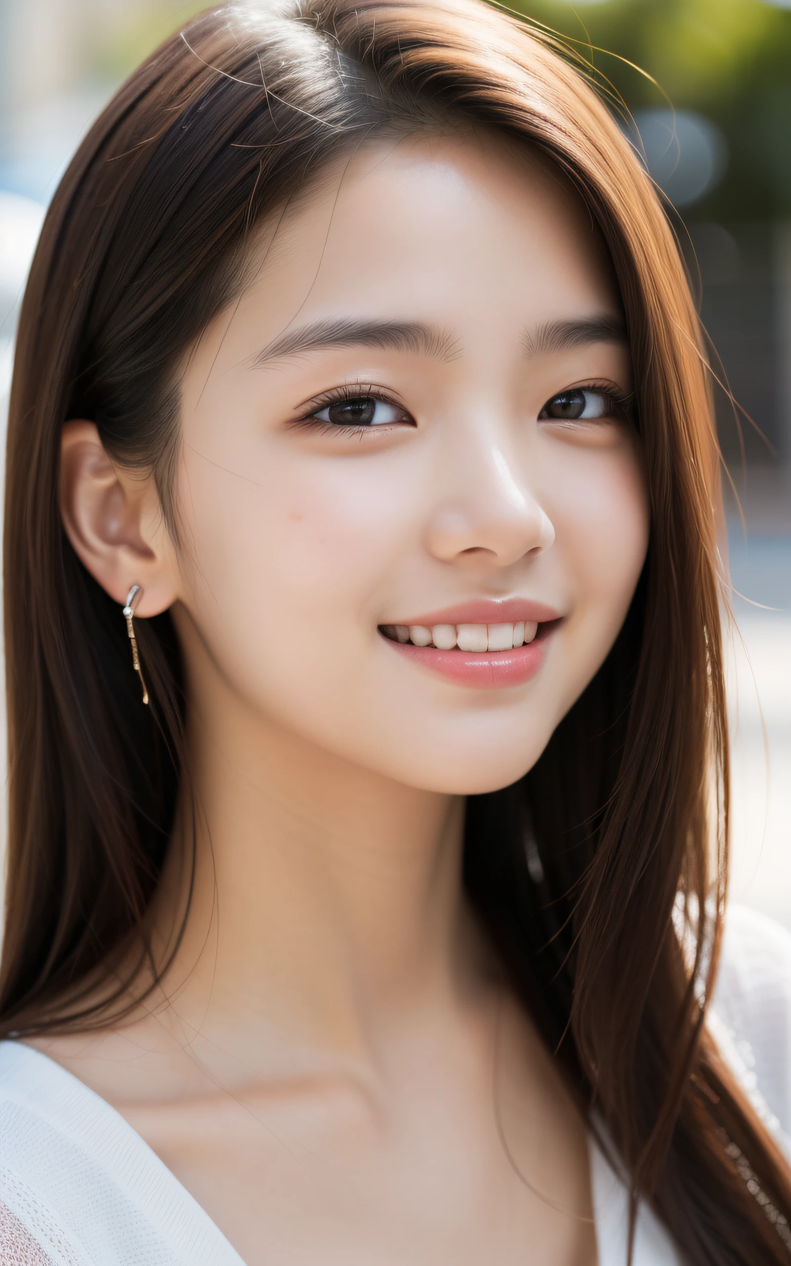1 girl, Close-up of the face、(serious:1.2), (Photo Real:1.4), (hyper realisitic:1.4), (Smooth lighting:1.05), 22 years old, soft lighting, Back lighting, (cheerfulness:1.2), (Finest Real Textured Skins), Narrow-eyed, Super fine face, posing Gravure Idol, glowy skin, retinas, anatomically correct, accurate, Super Detail, Textured skin, High quality, high details, Best Quality, high resolution,
