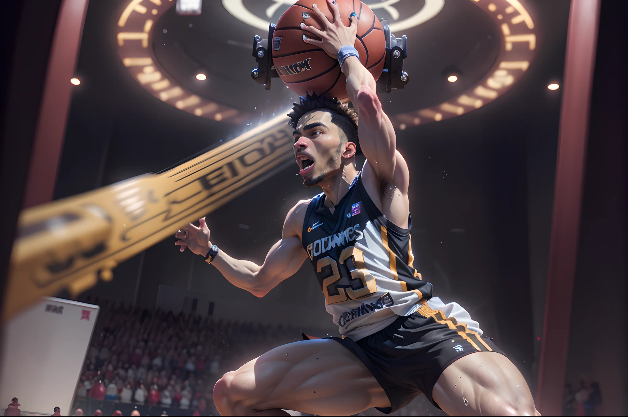 A Basketball ball with a smoke in the Background